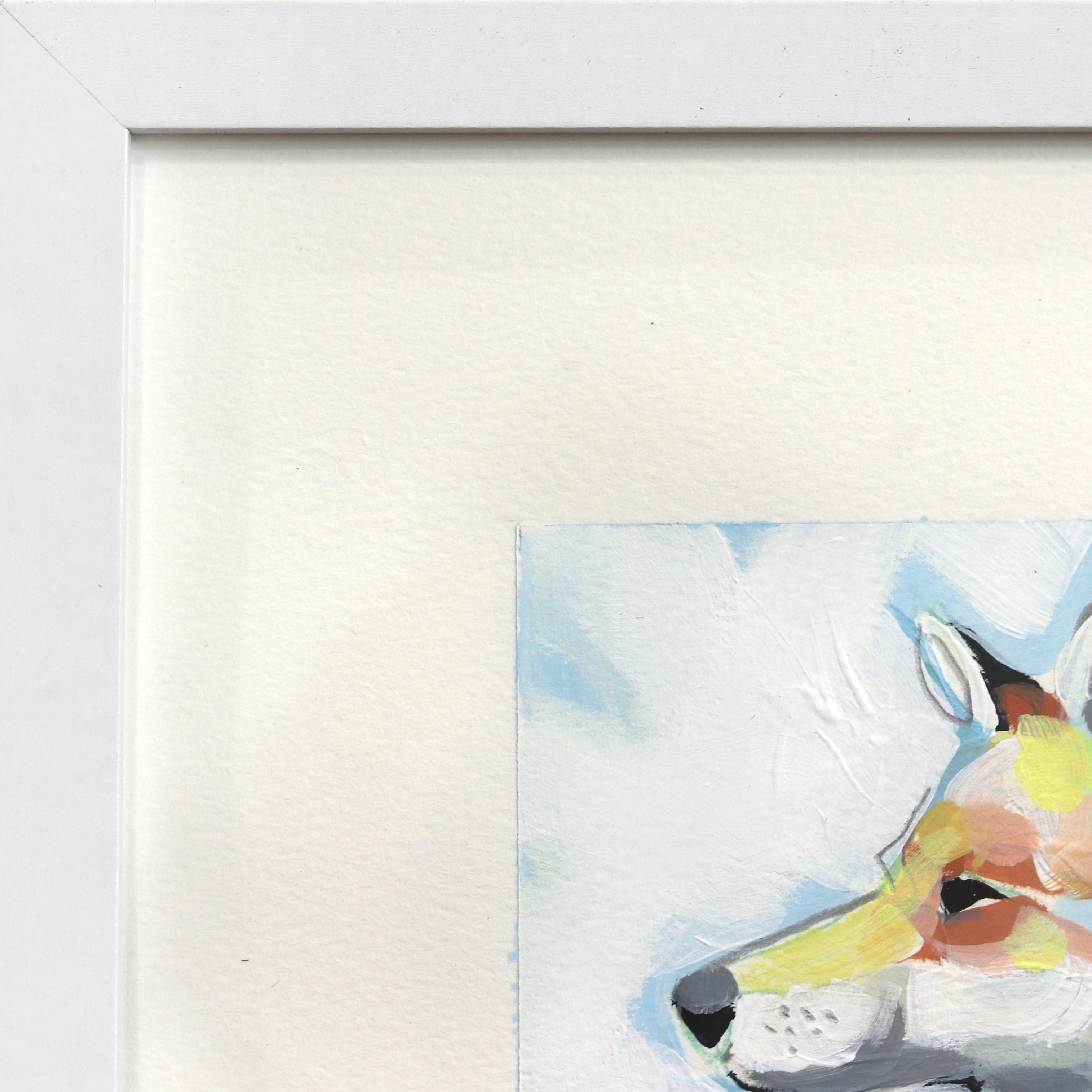 Petit renard - Peinture abstraite sur papier encadrée - Contemporain Painting par Kellie Newsome