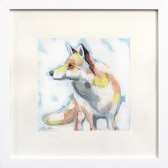 Piccola dolce volpe - Pittura astratta di animali su carta incorniciata