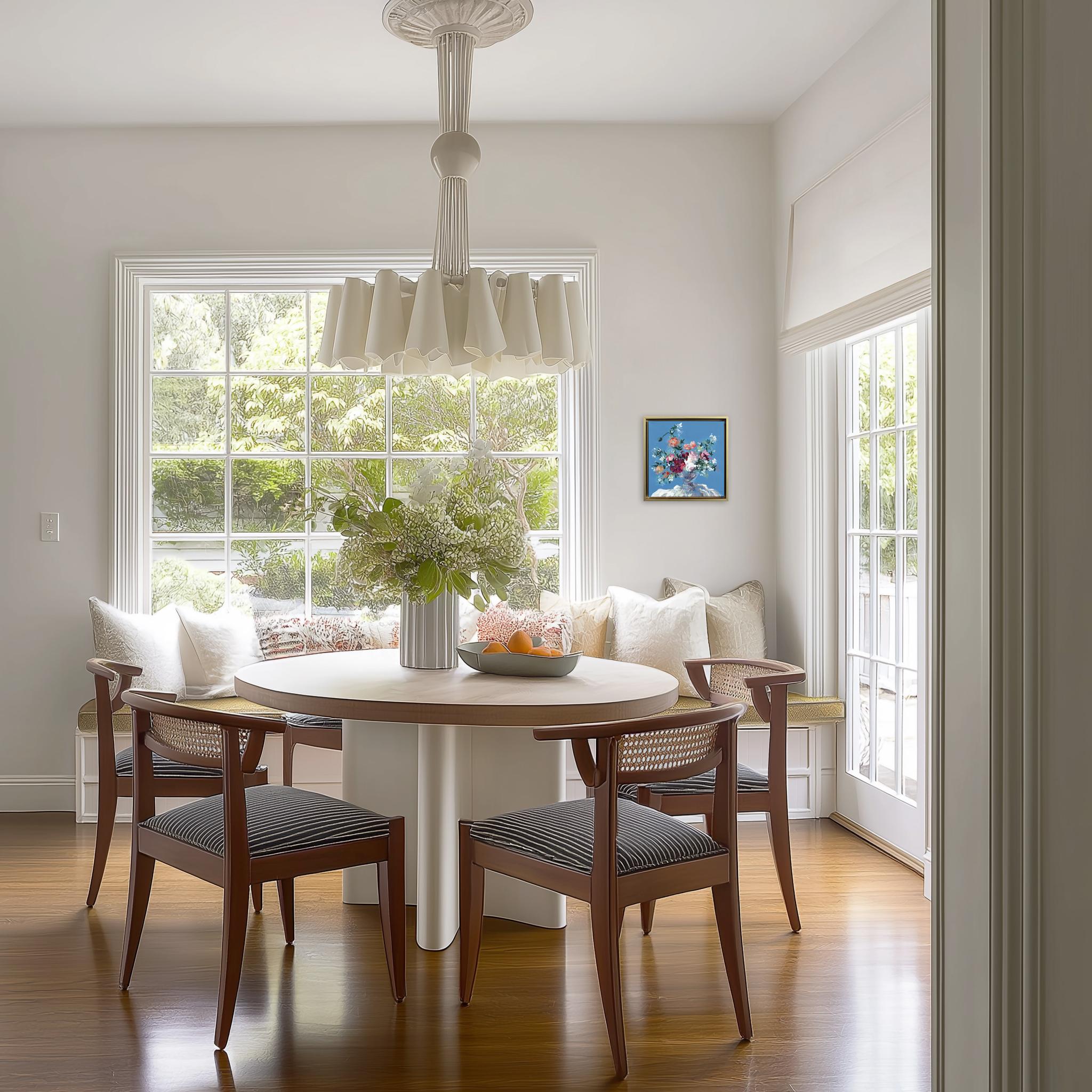 Lokale Blüten - Gerahmtes abstraktes farbenfrohes Stilleben gemischtes Medienkunstwerk auf Leinwand im Angebot 1