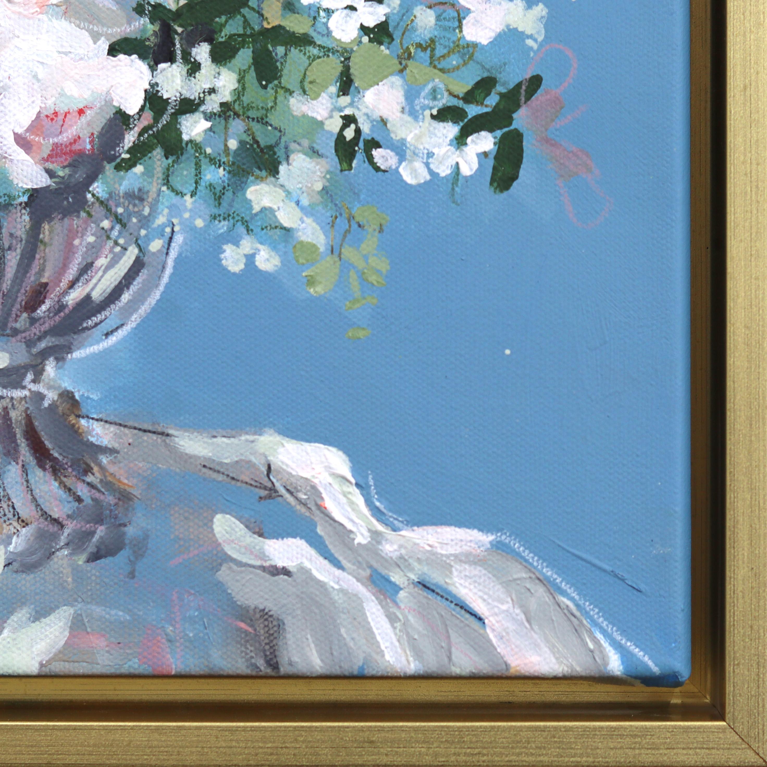 Lokale Blüten - Gerahmtes abstraktes farbenfrohes Stilleben gemischtes Medienkunstwerk auf Leinwand im Angebot 2