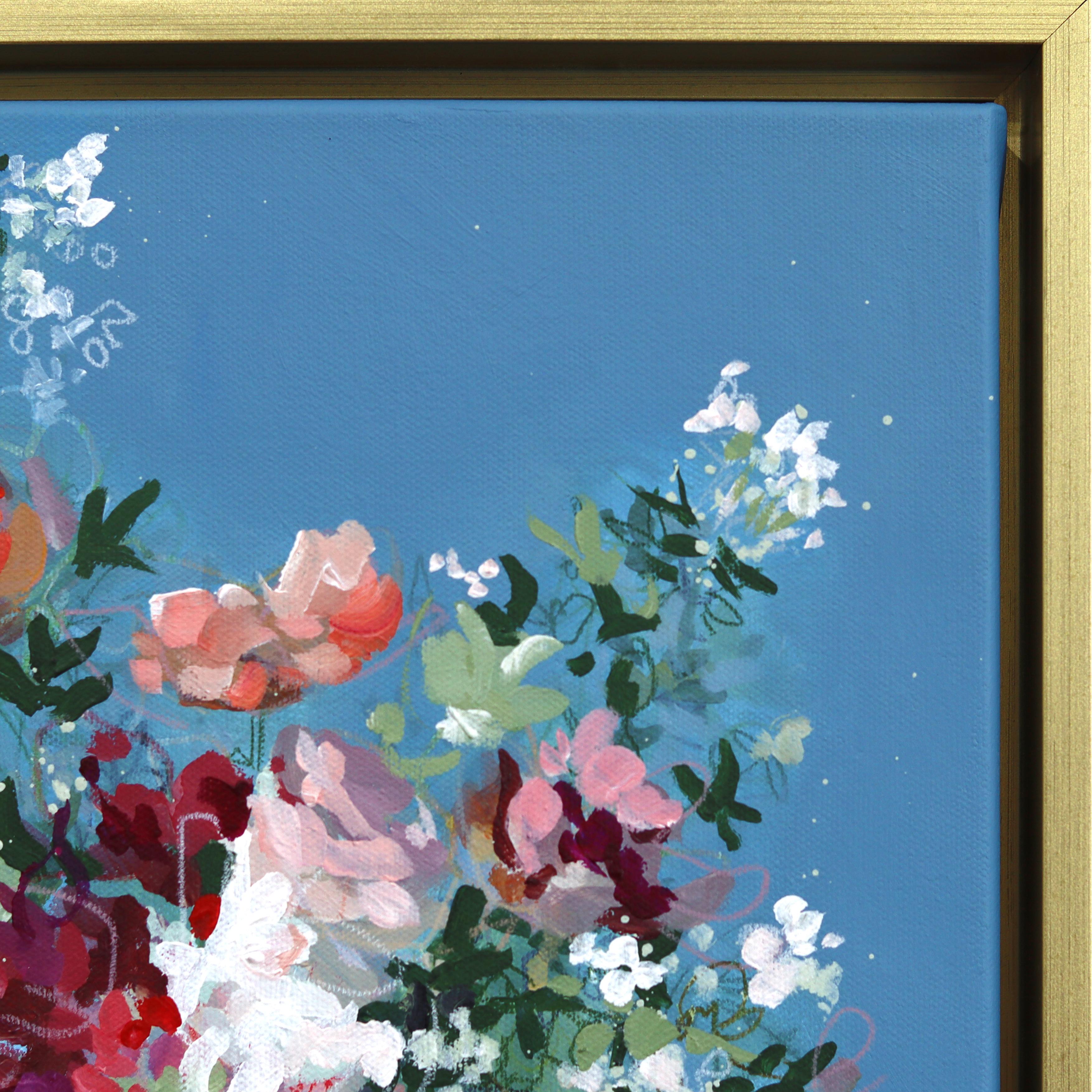 Lokale Blüten - Gerahmtes abstraktes farbenfrohes Stilleben gemischtes Medienkunstwerk auf Leinwand im Angebot 3