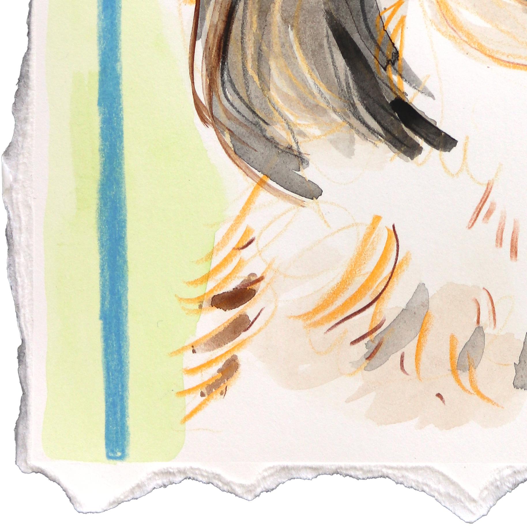 Lange Haare, kurze Beine - Abstraktes ausdrucksstarkes Hundeportrait Gemischte Medien Malerei im Angebot 1