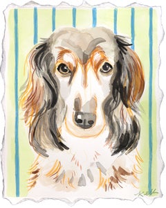 Long Hair, Short Legs - Abstract Expressive Dog Portrait Mixed Media Painting