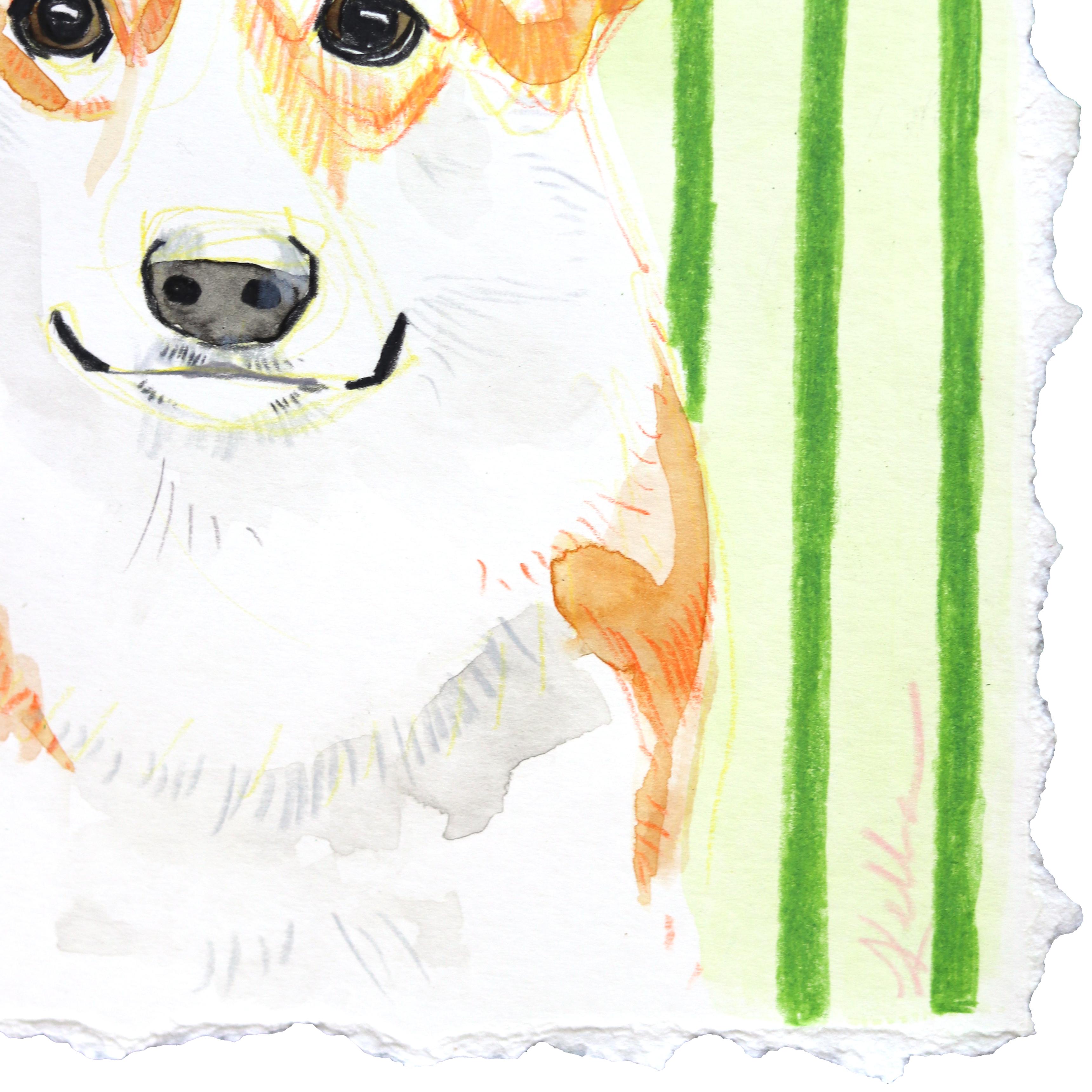 Amante di lungo corso - Ritratto di cane dipinto su carta - Painting di Kellie Newsome