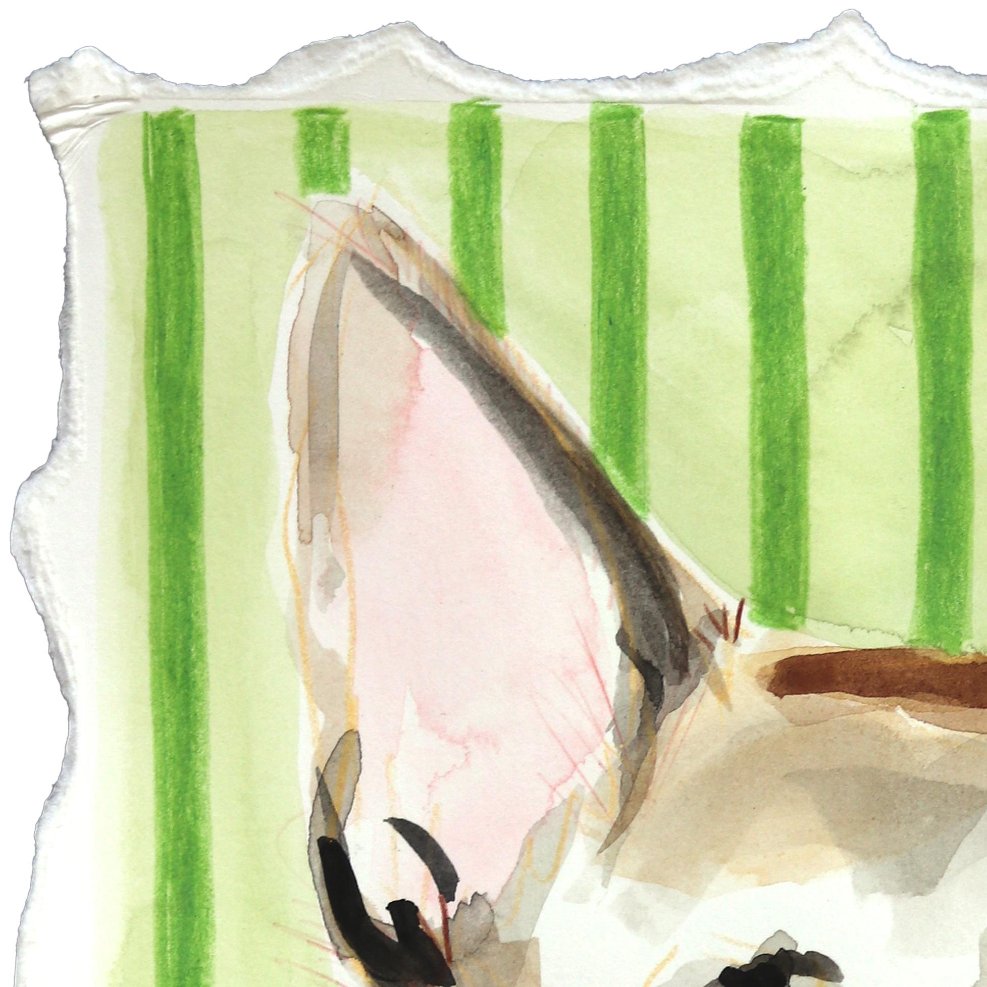 Loyaler Schäferhund - Abstraktes ausdrucksstarkes Hundeporträt Gemischte Medien Malerei auf Papier (Zeitgenössisch), Mixed Media Art, von Kellie Newsome