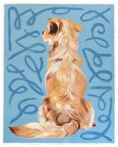 Loyalty Shows - Original Cool Tone Dog Portrait Mixed Media Painting on Paper