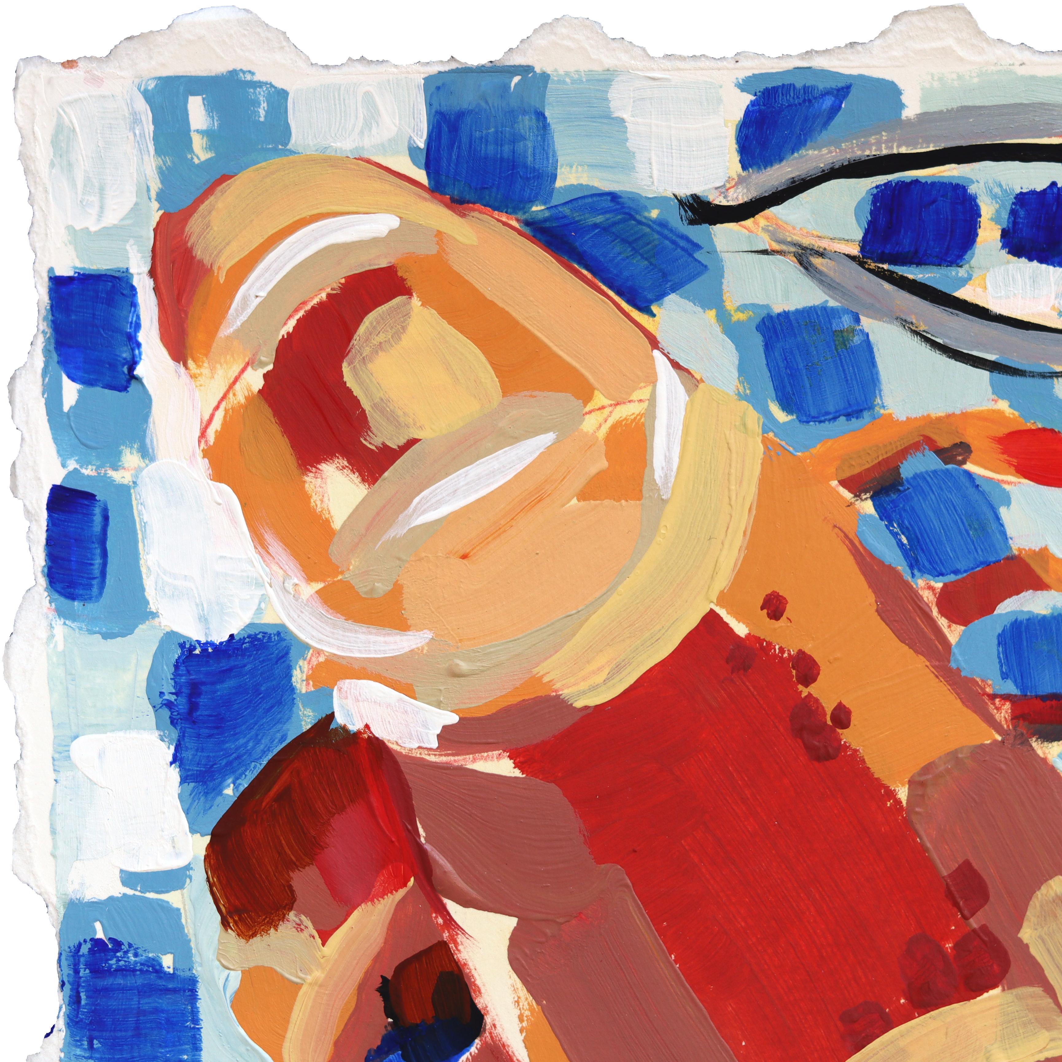 Maine Lobster - Meeresfrüchte Stillleben Farbe Drenching Mixed Media Painting auf Papier (Beige), Still-Life Painting, von Kellie Newsome