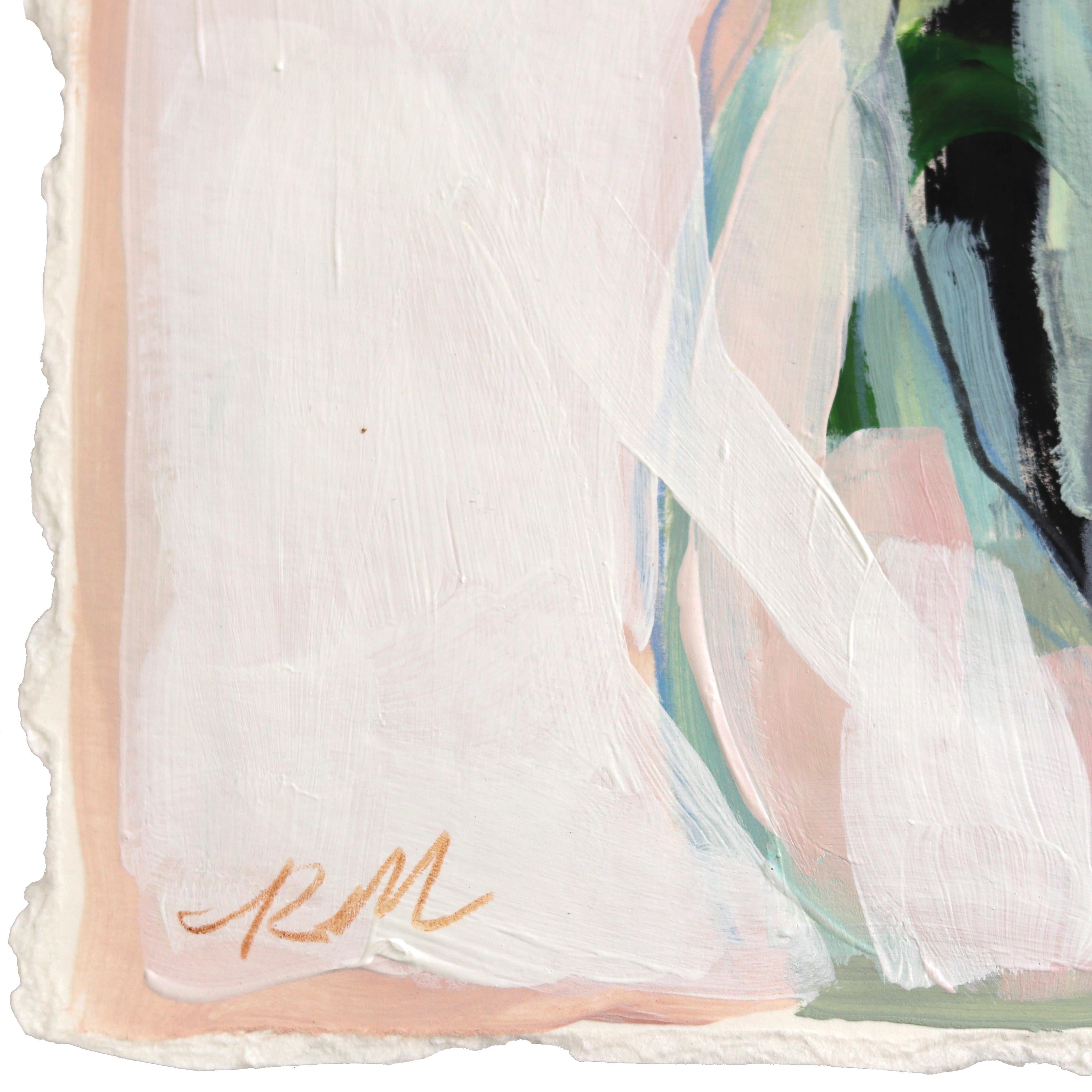 Minty Meadows - Vaca Abstracta Pintura sobre Papel en venta 2