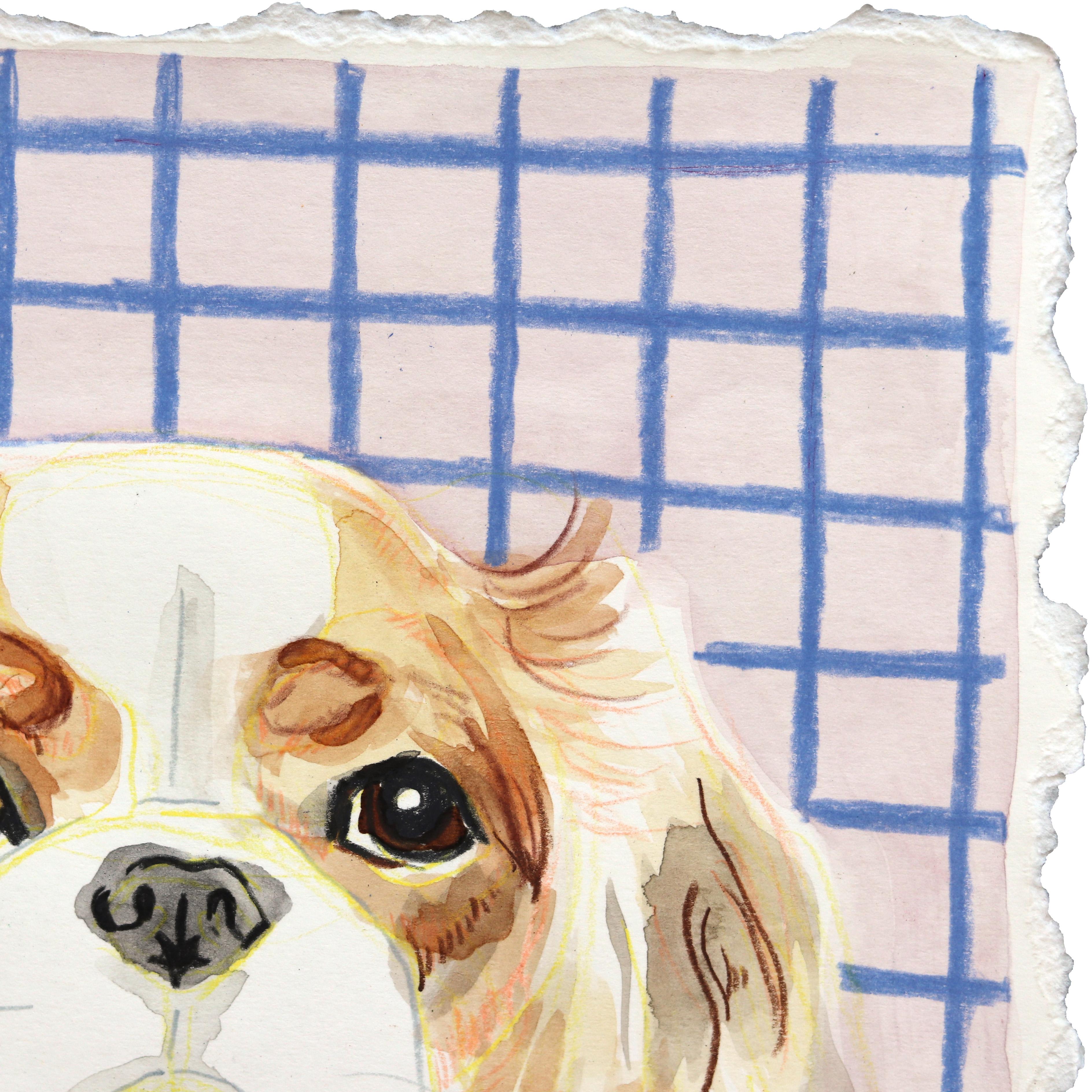 Il mio migliore amico - Ritratto di cane dipinto su carta - Painting di Kellie Newsome