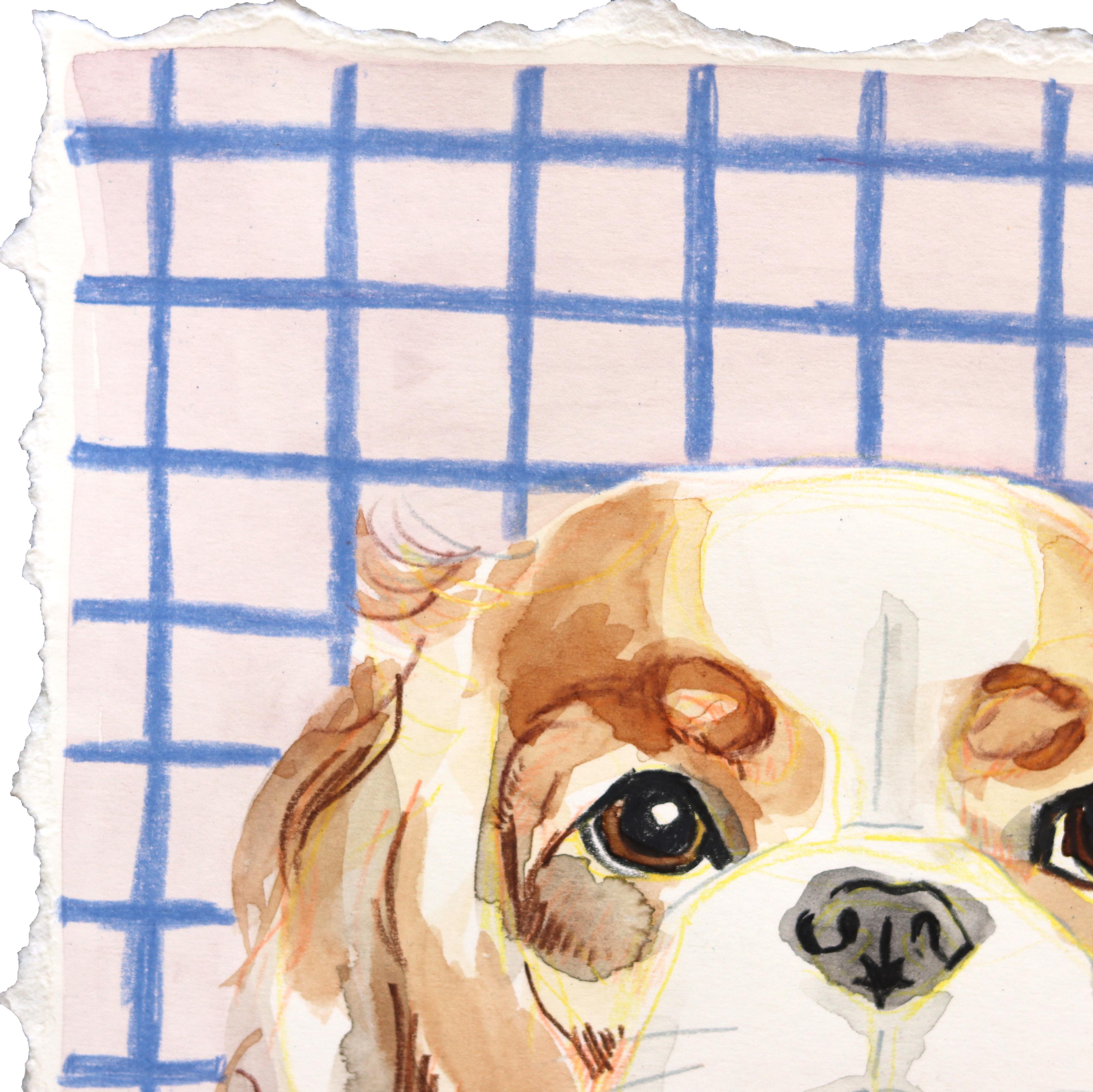 Il mio migliore amico - Ritratto di cane dipinto su carta - Painting Contemporaneo di Kellie Newsome