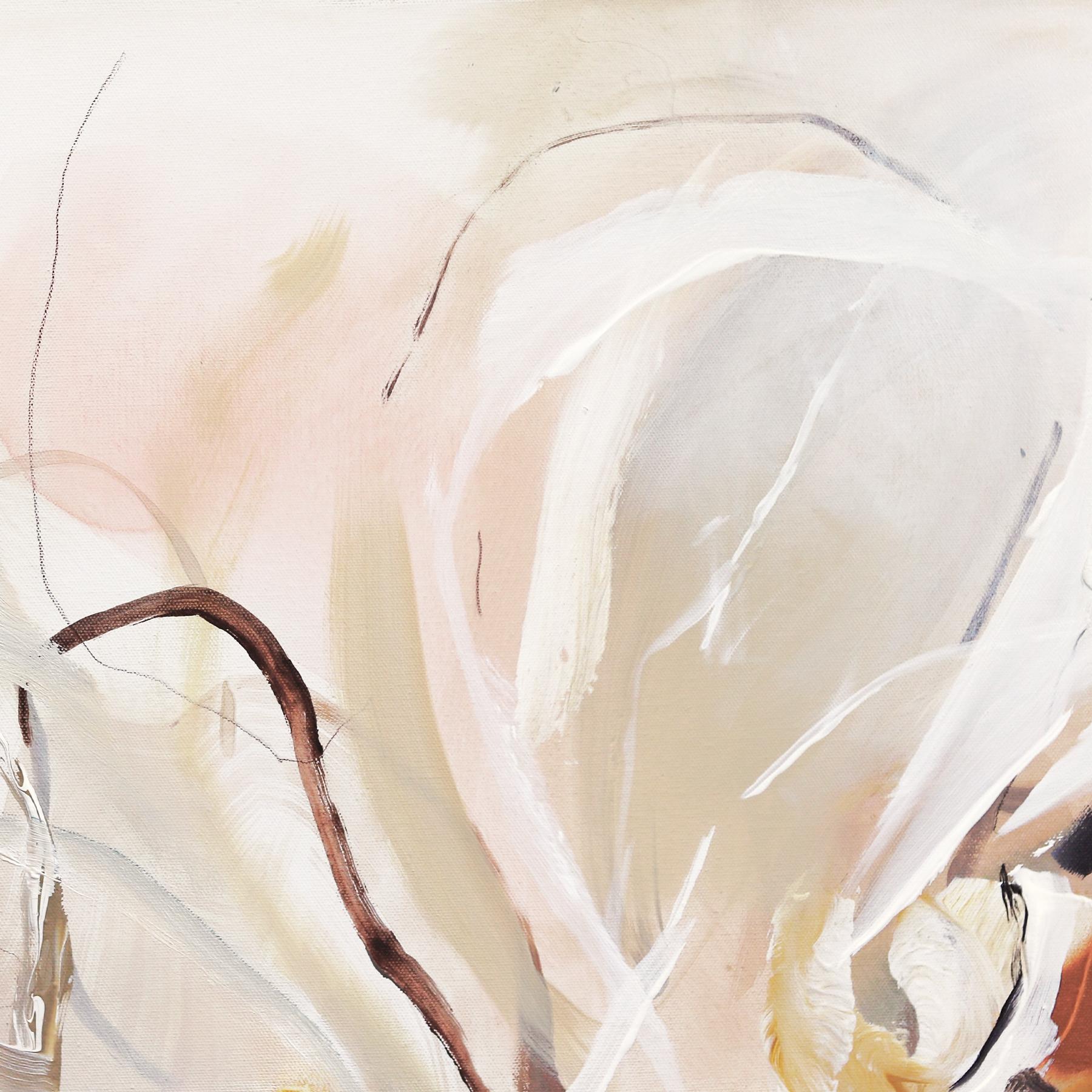 Natures First Green is Golden - Espressionista astratto Neutro Beige Floreale - Painting Contemporaneo di Kellie Newsome