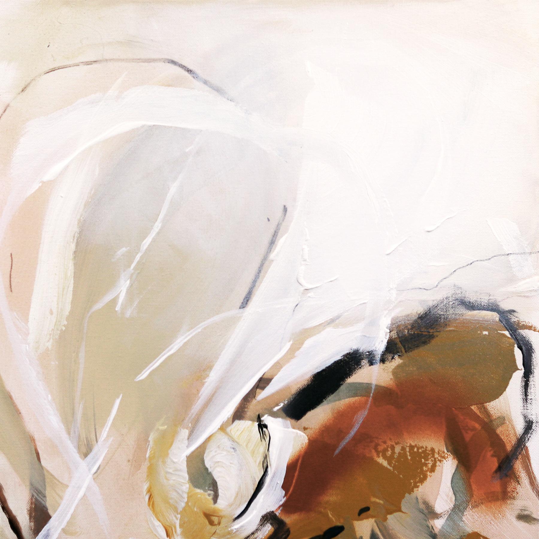 Natures First Green is Golden - Espressionista astratto Neutro Beige Floreale in vendita 1