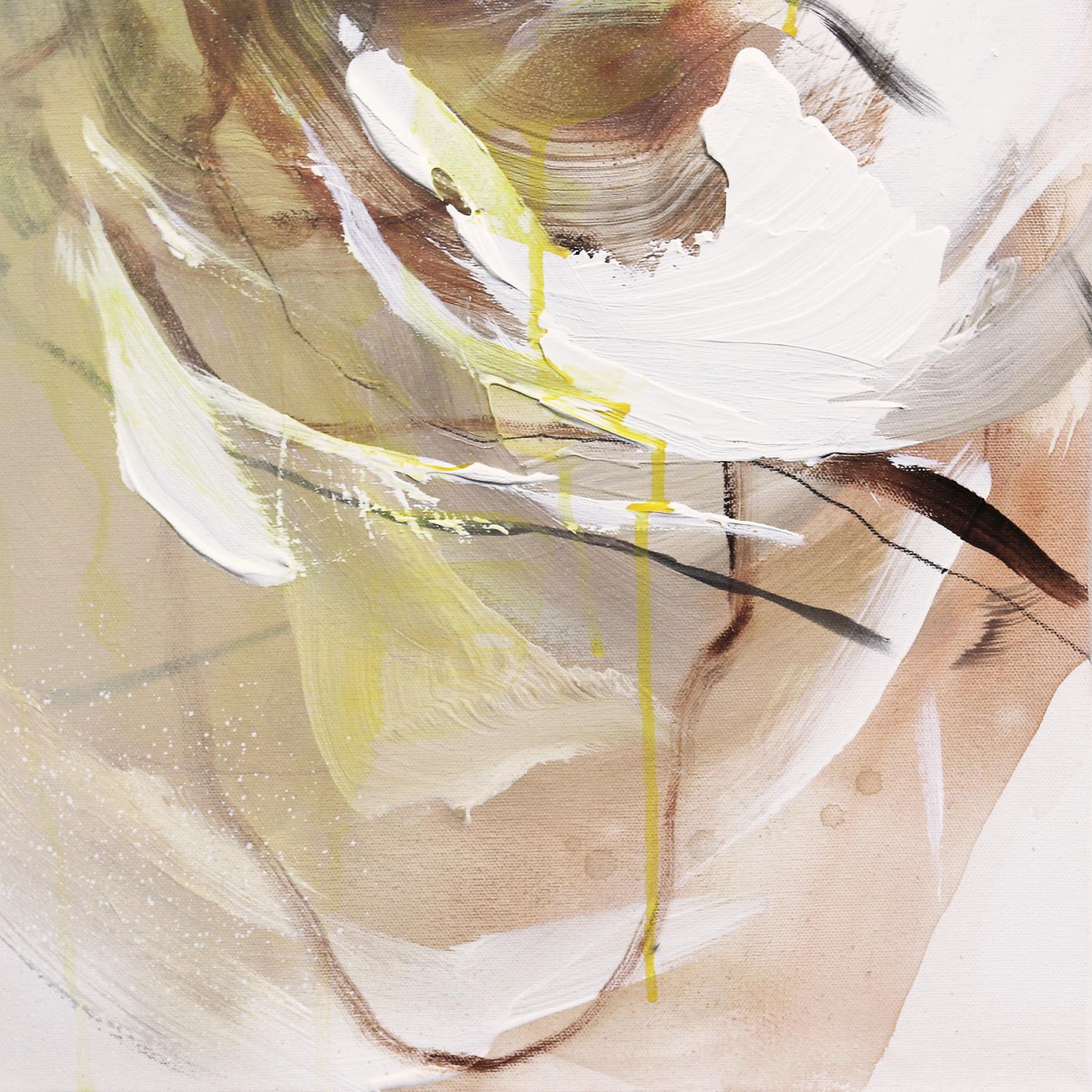 Natures First Green is Golden - Espressionista astratto Neutro Beige Floreale in vendita 4