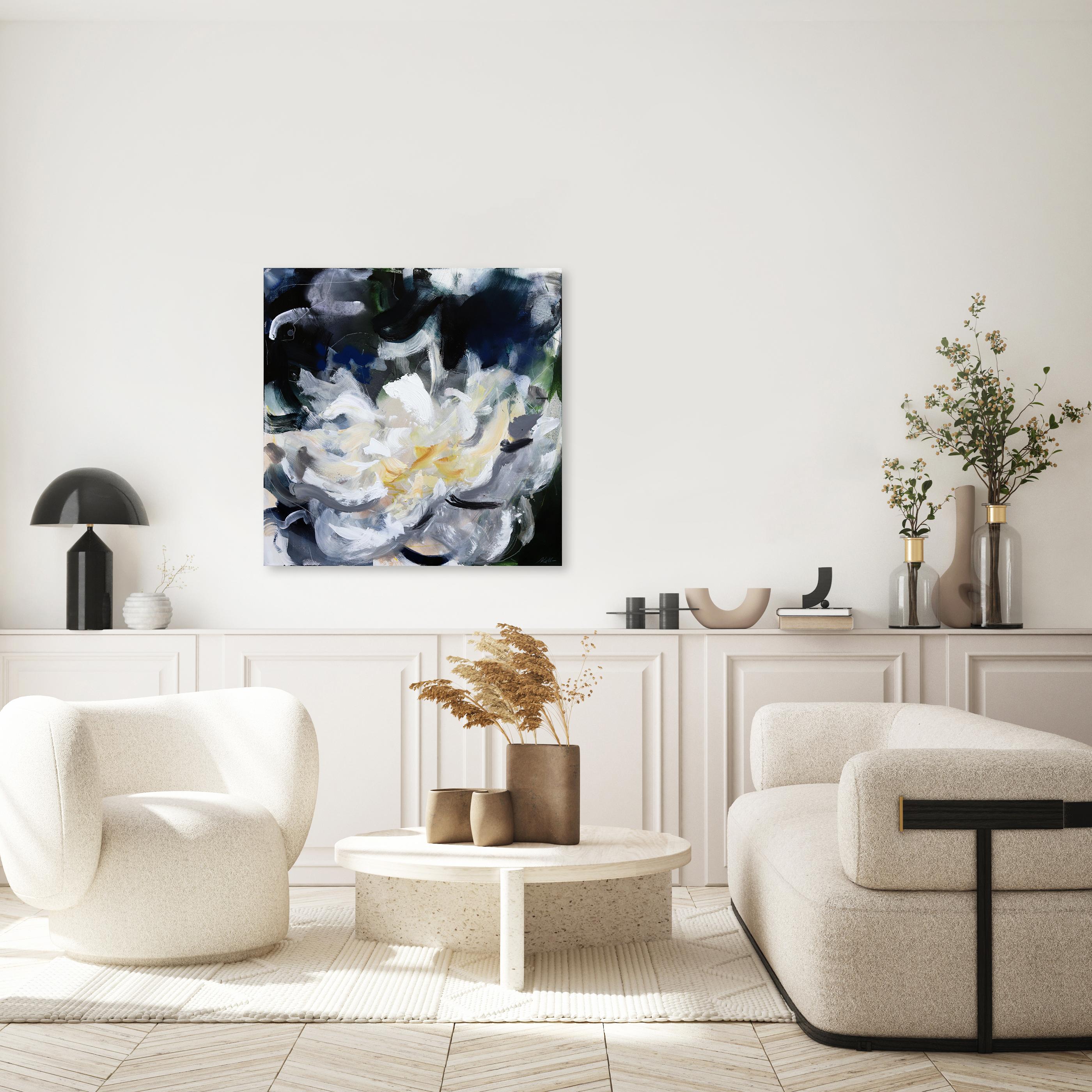 Una mossa audace - Pittura floreale astratta audace Fiori contemporanei su tela - Painting di Kellie Newsome