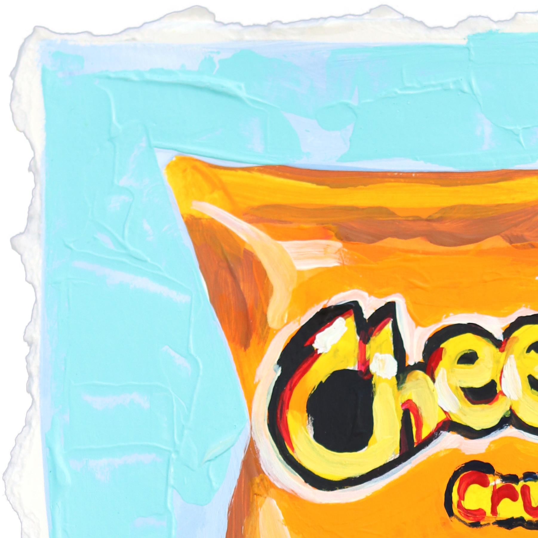 Dedos de Naranja - Abstracto Vibrante Juguetón Cheetos Naturaleza Muerta Pintura sobre Papel - Painting Contemporáneo de Kellie Newsome