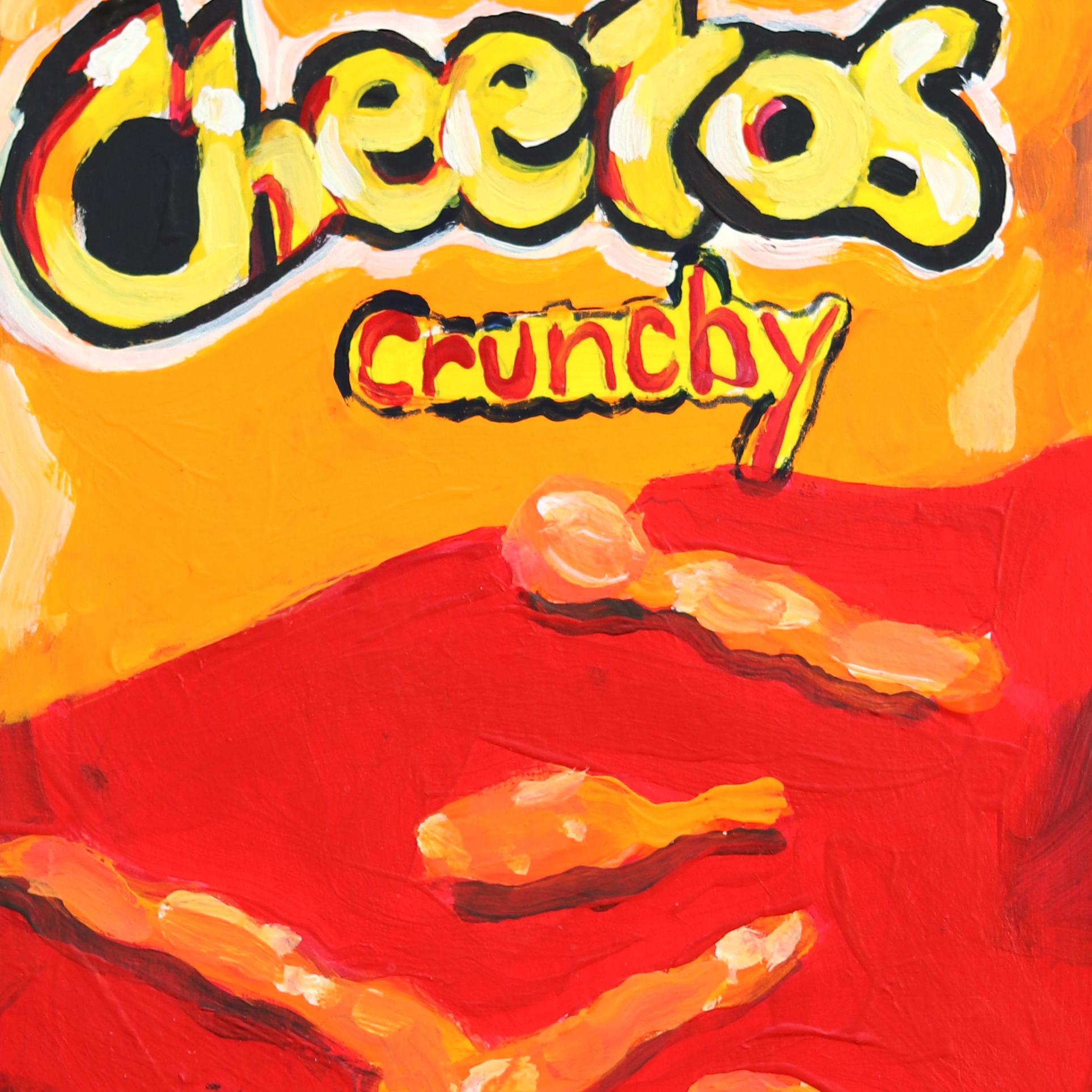 Dedos de Naranja - Abstracto Vibrante Juguetón Cheetos Naturaleza Muerta Pintura sobre Papel en venta 1