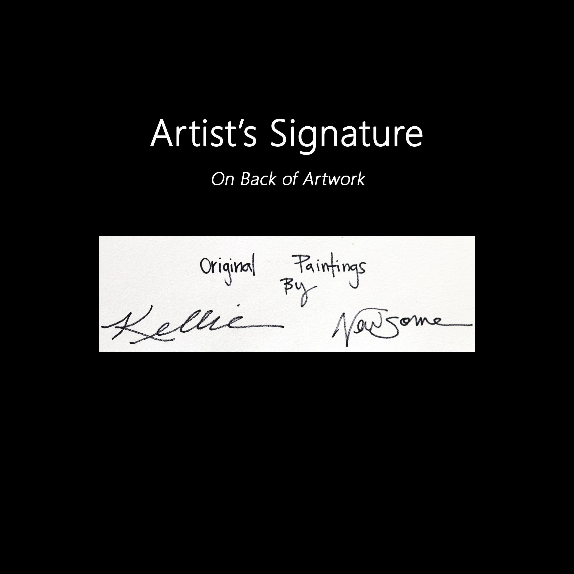 Pfoten und Streifen - Wildkatze Porträt Mixed Media Warm Tone Malerei auf Papier im Angebot 2