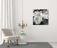 Pétalo de melocotón - Expresiva pintura floral abstracta con suaves flores neutras