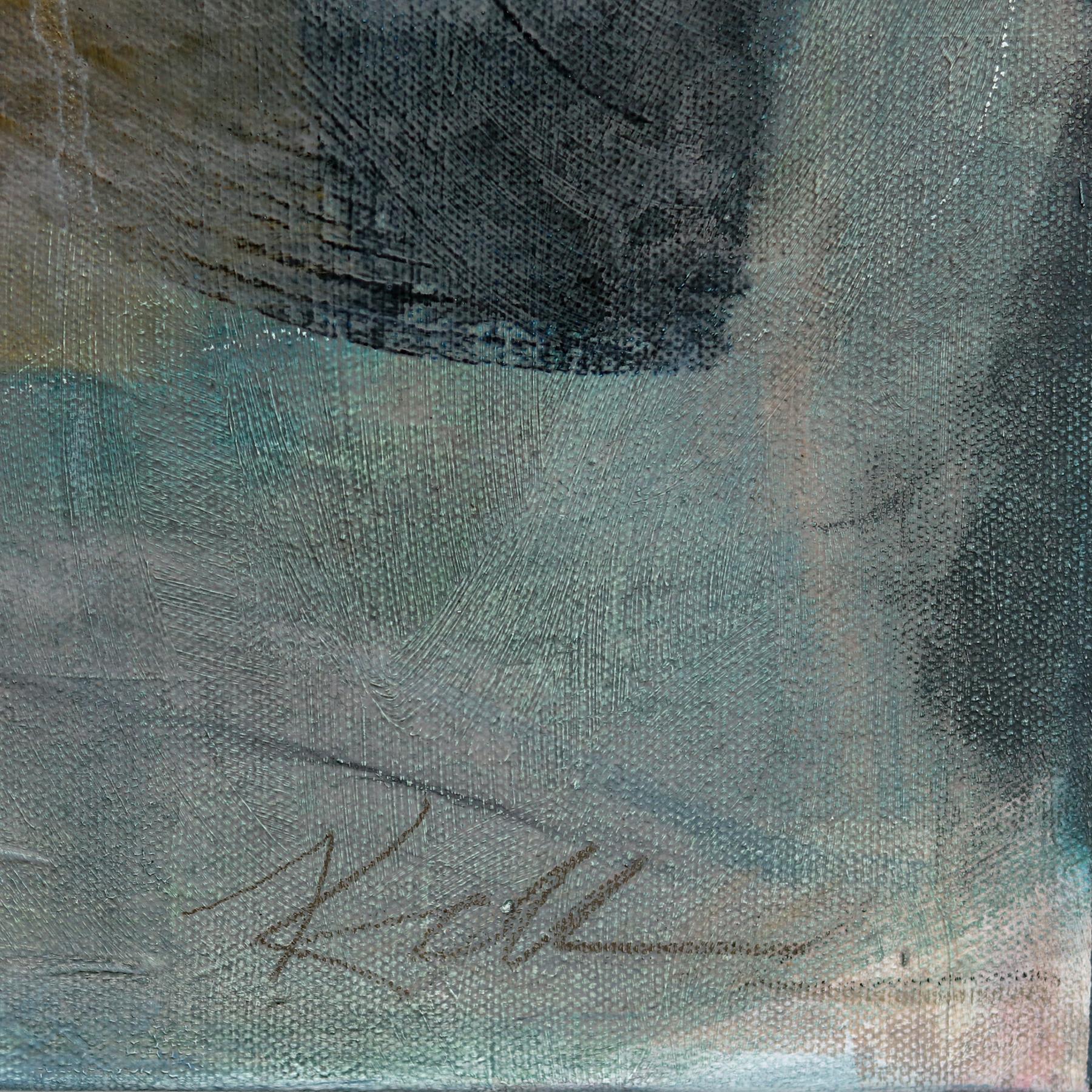 Pétalo de melocotón - Expresiva pintura floral abstracta con suaves flores neutras - Painting Contemporáneo de Kellie Newsome
