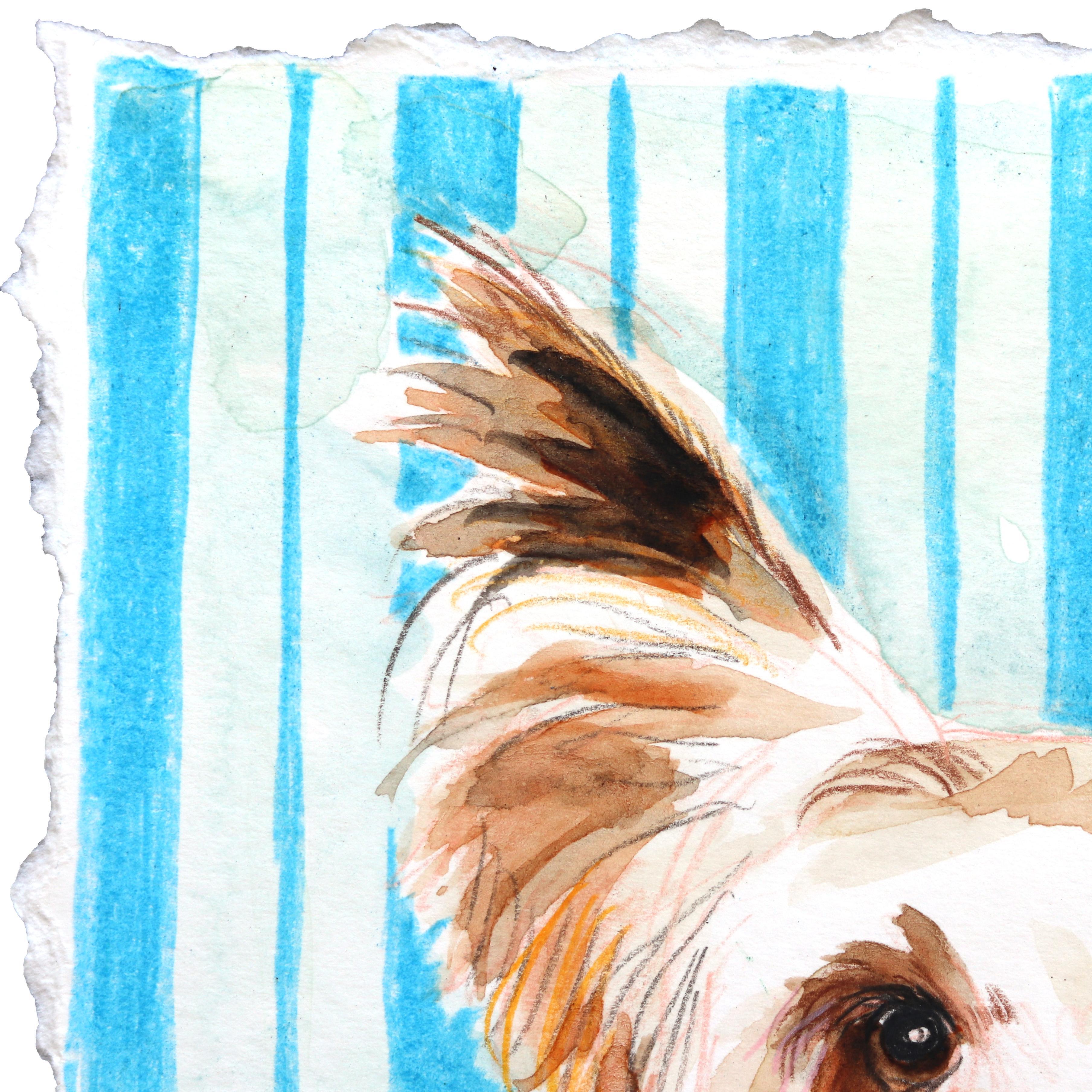 Quadro della lealtà - Ritratto di cane dipinto su carta - Painting Contemporaneo di Kellie Newsome