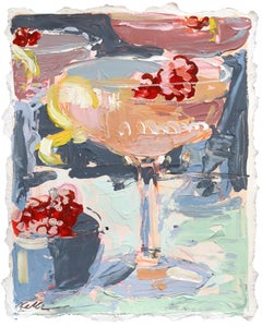 Pink Pony - Original Abstract Cocktail Still Life Acrylic Artwork on Paper