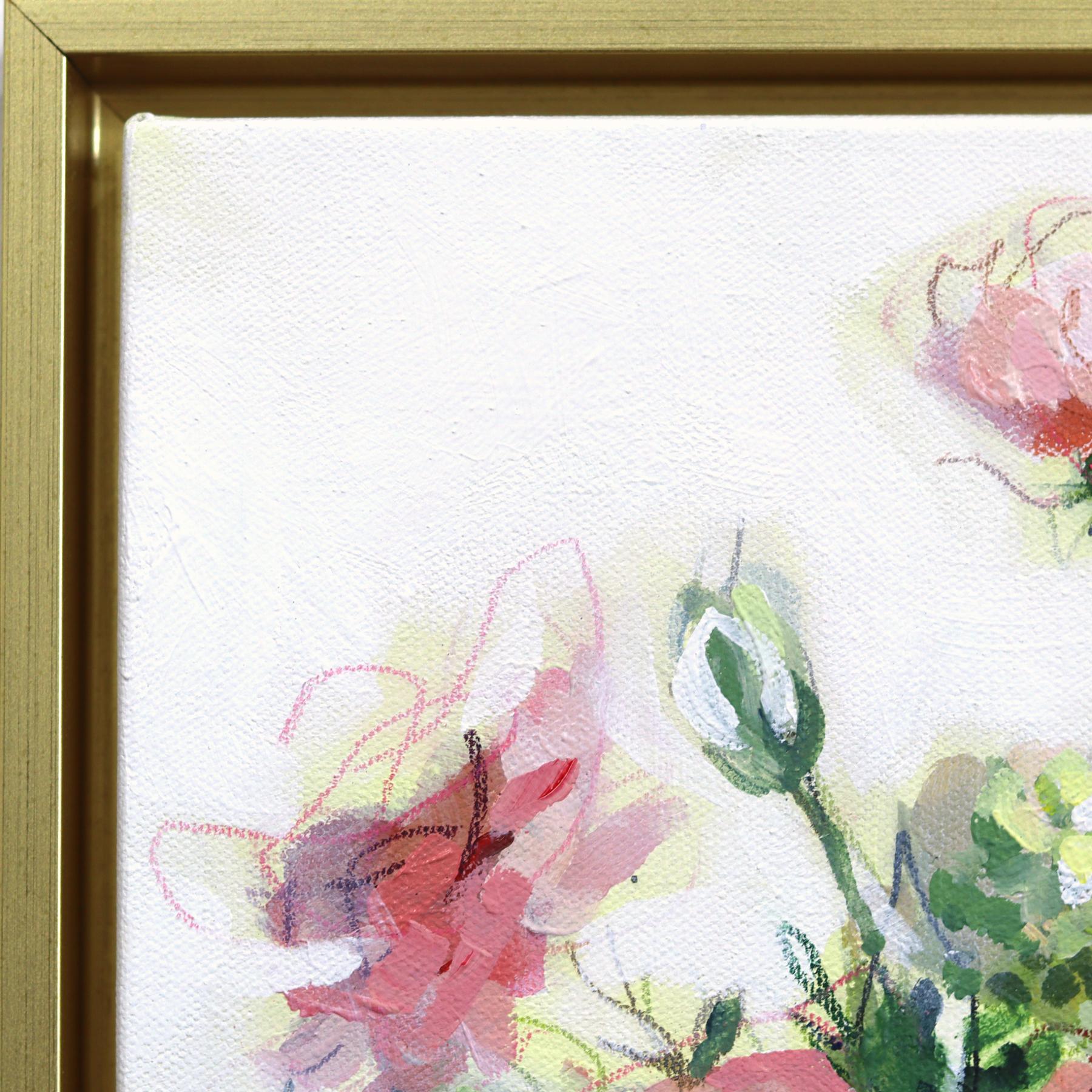 Pink Powder - Gerahmtes Abstraktes Buntes Stillleben Gemischtes Medienkunstwerk auf Leinwand (Zeitgenössisch), Painting, von Kellie Newsome