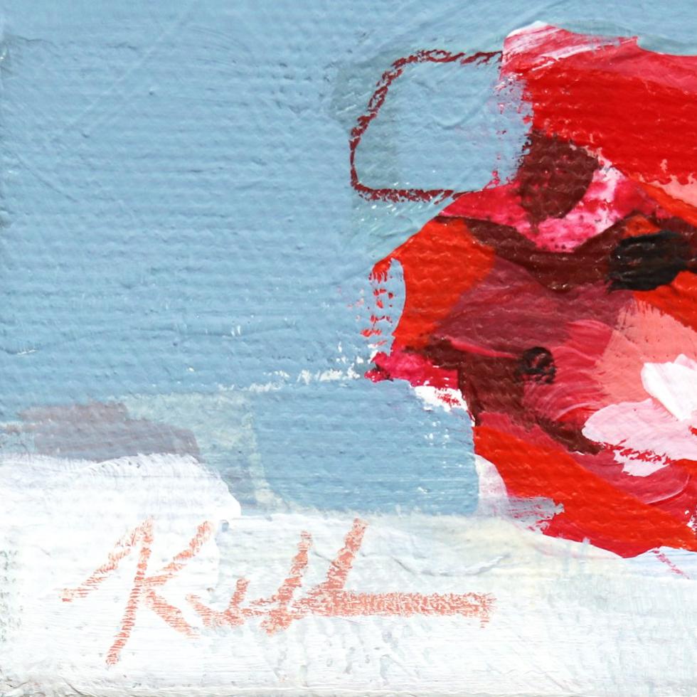 Ruby Red Kisses  - Original Framed Floral Painting on Canvas For Sale 3