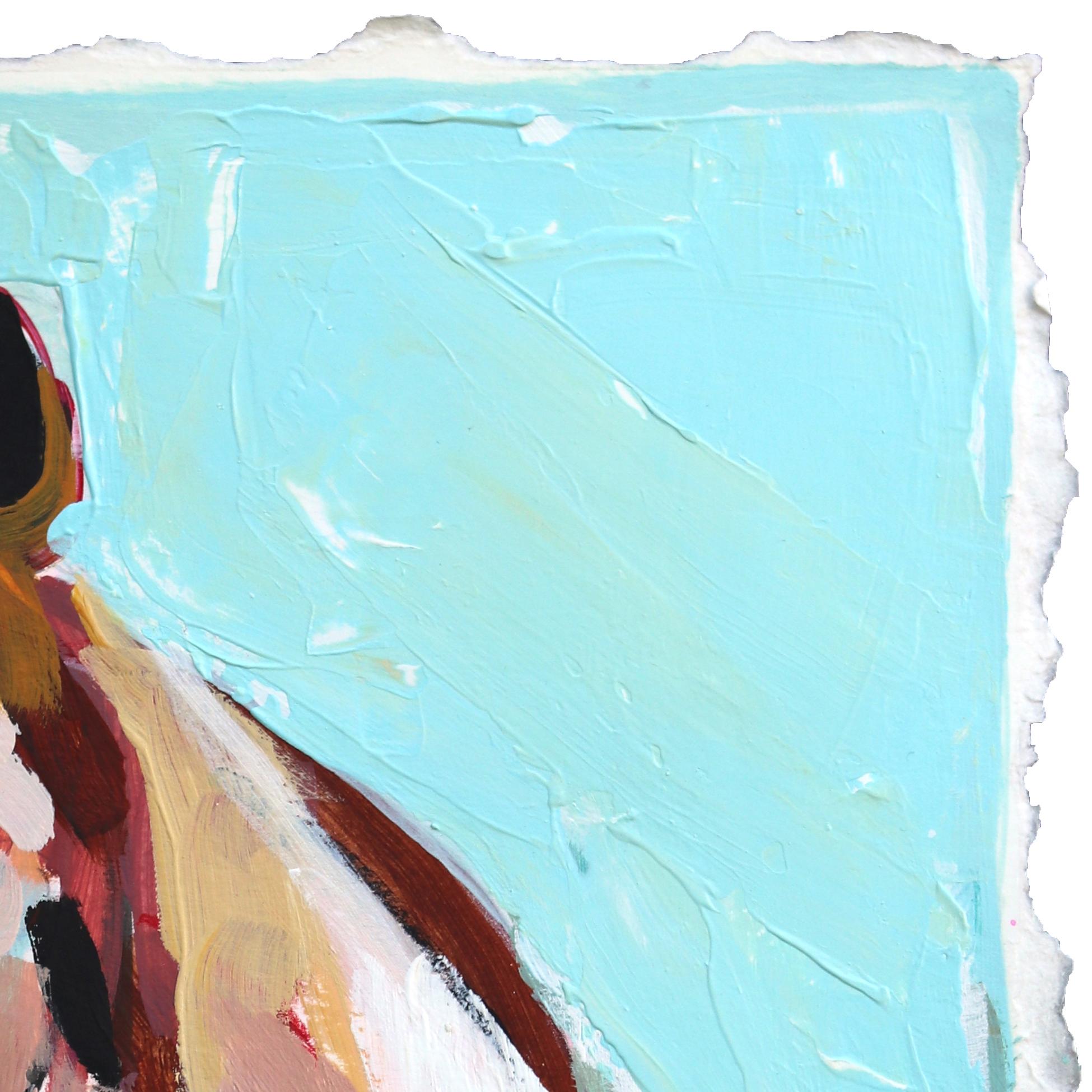Vaga libre -  Pintura Figurativa Abstracta Azul Caballo Animal sobre Papel - Painting Contemporáneo de Kellie Newsome