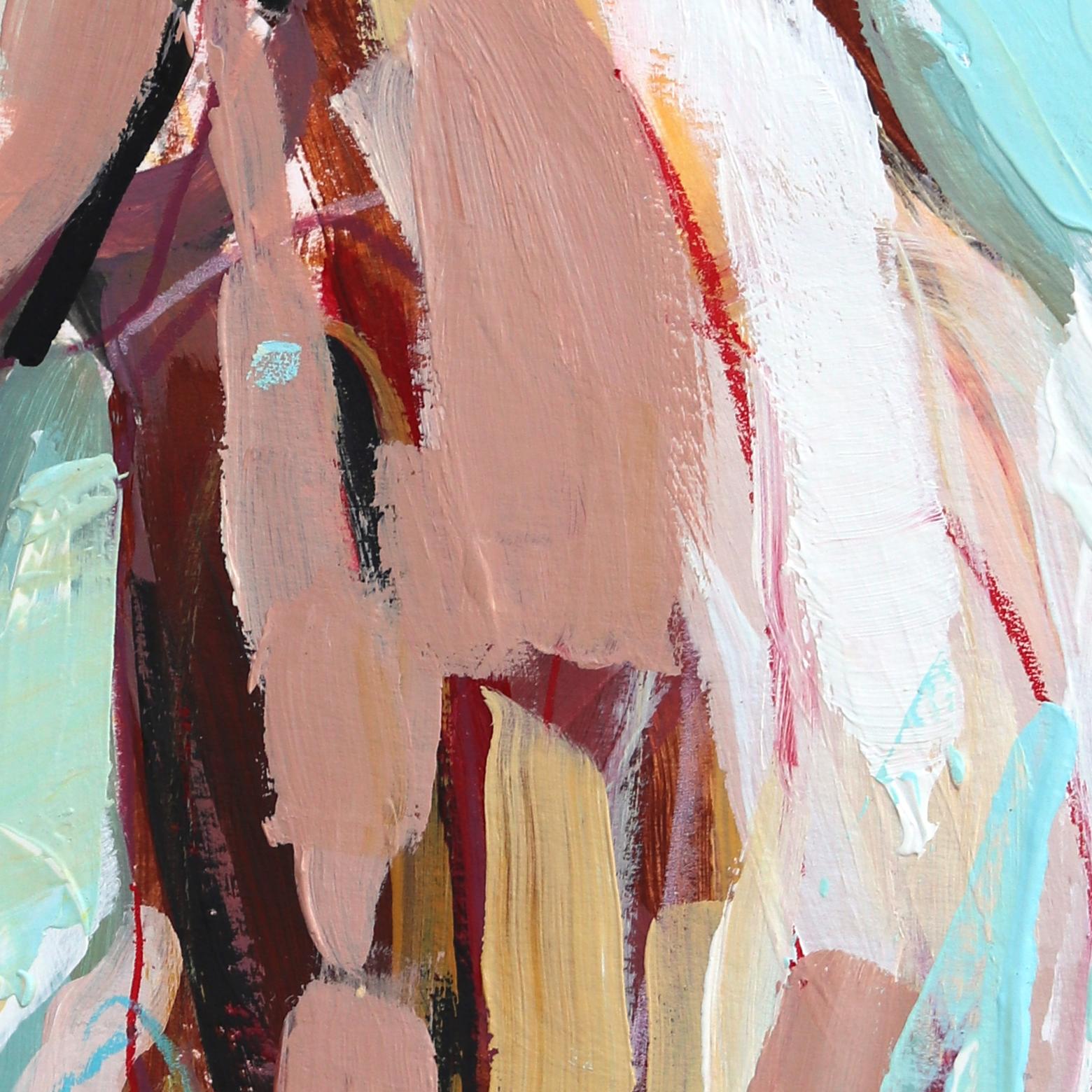 Vaga libre -  Pintura Figurativa Abstracta Azul Caballo Animal sobre Papel en venta 1