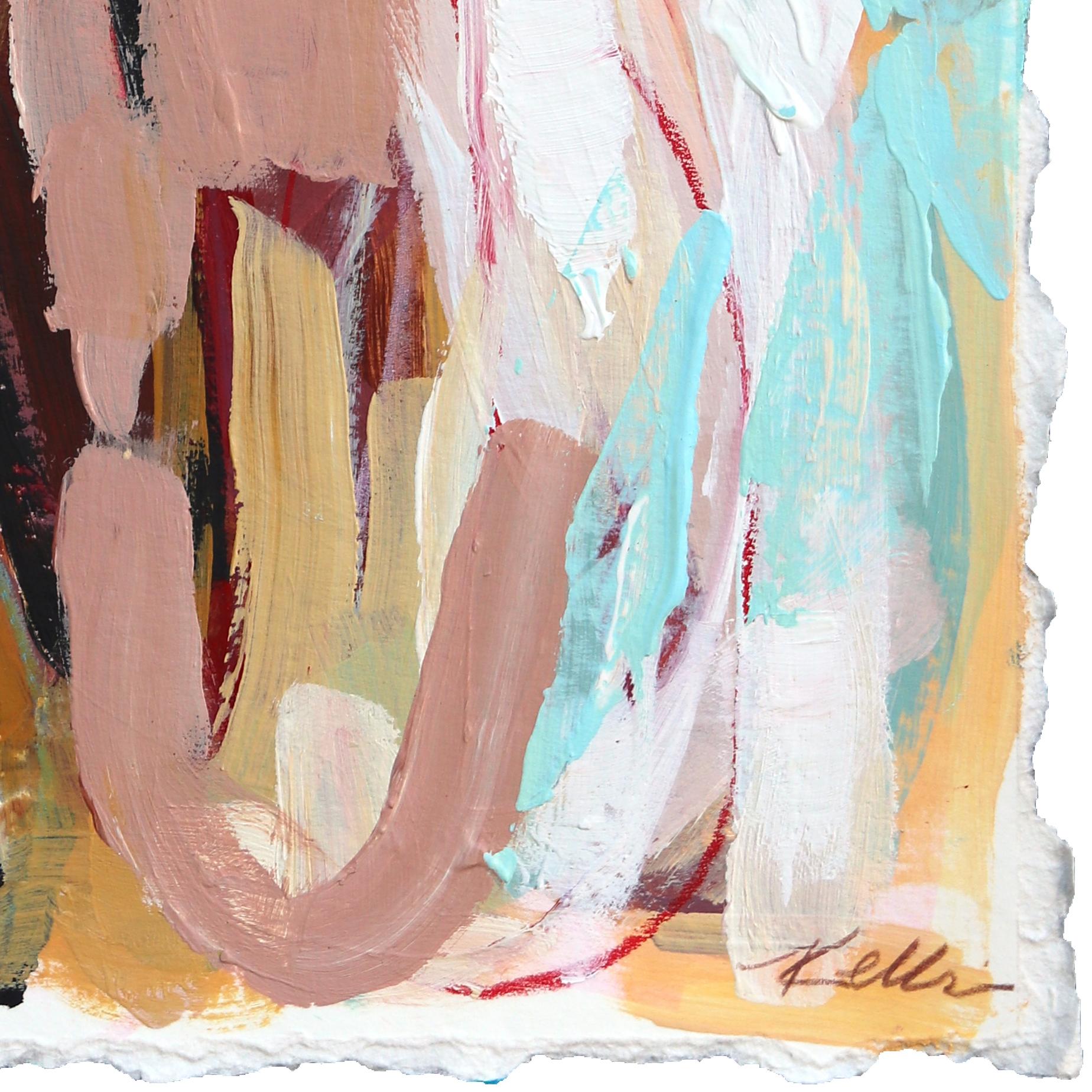 Vaga libre -  Pintura Figurativa Abstracta Azul Caballo Animal sobre Papel en venta 2