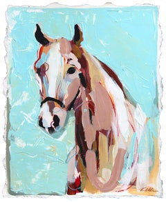 Roam Free -  Blue Abstract Horse Animal Figurative Painting on Paper
