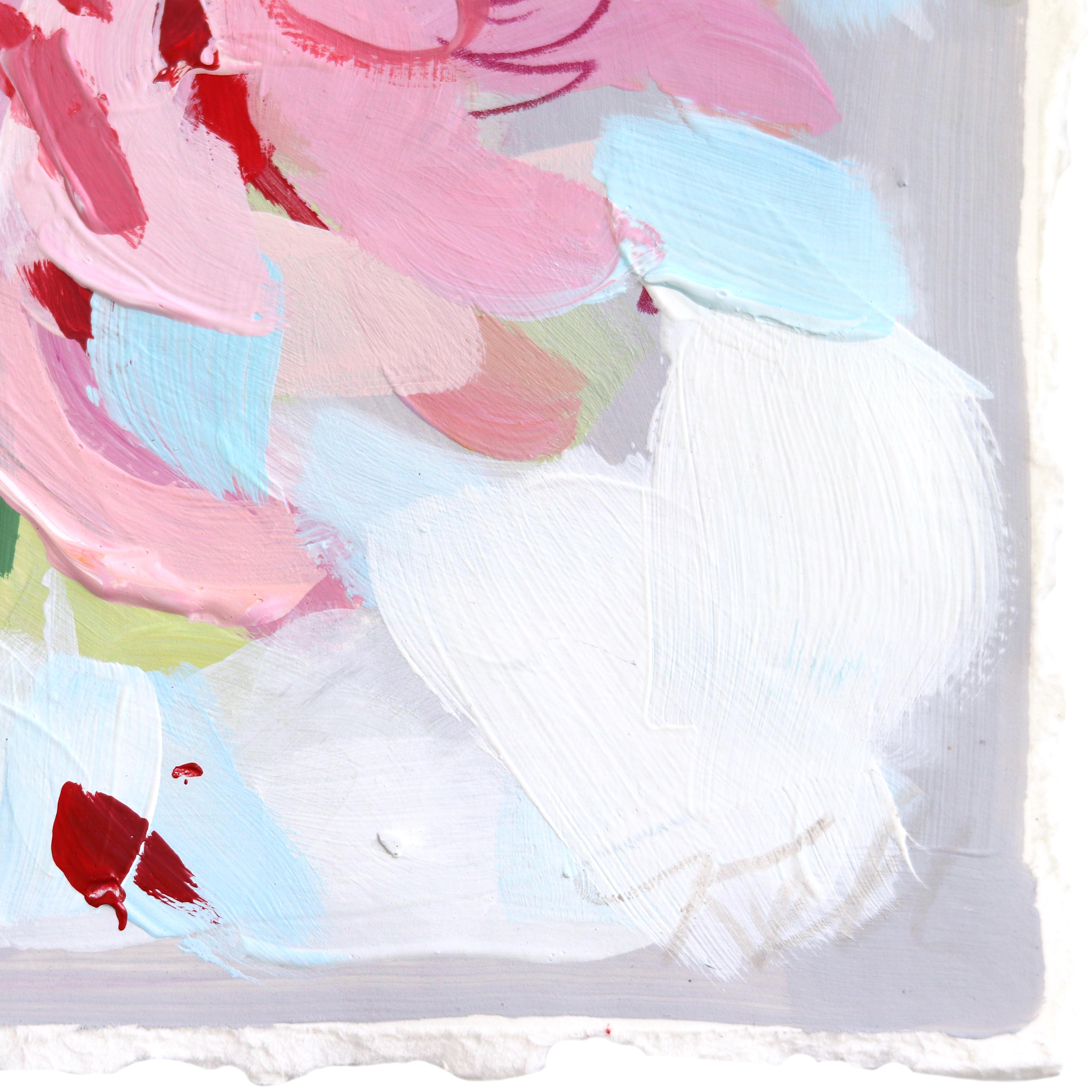 Rose Love - Pintura floral abstracta de colores sobre papel en venta 2