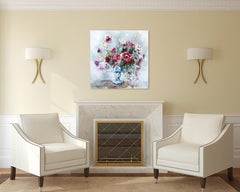 Rosie Red - Quadro floreale romantico rosso e rosa - Natura morta espressiva