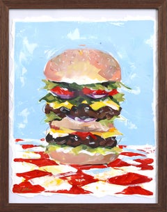 Royale with Double Cheese - Food Still Life Color Drenched Mixed Media Painting