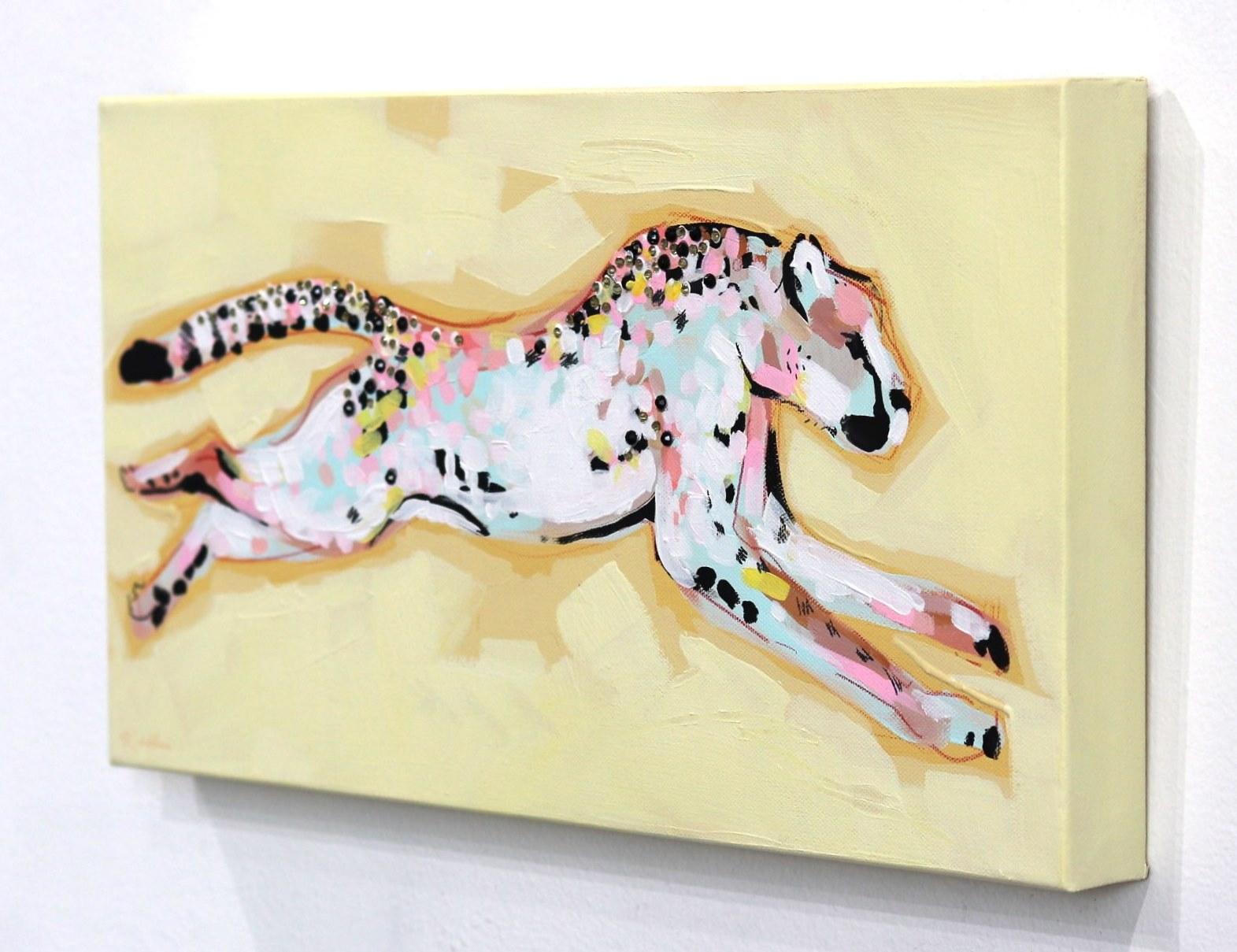 Running High - Graceful Textured Animal Painting - Abstract Figurative Cheetah For Sale 1