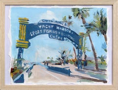 Santa Monica Pier - Abstract Landscape Los Angeles Mixed Media Painting on Paper