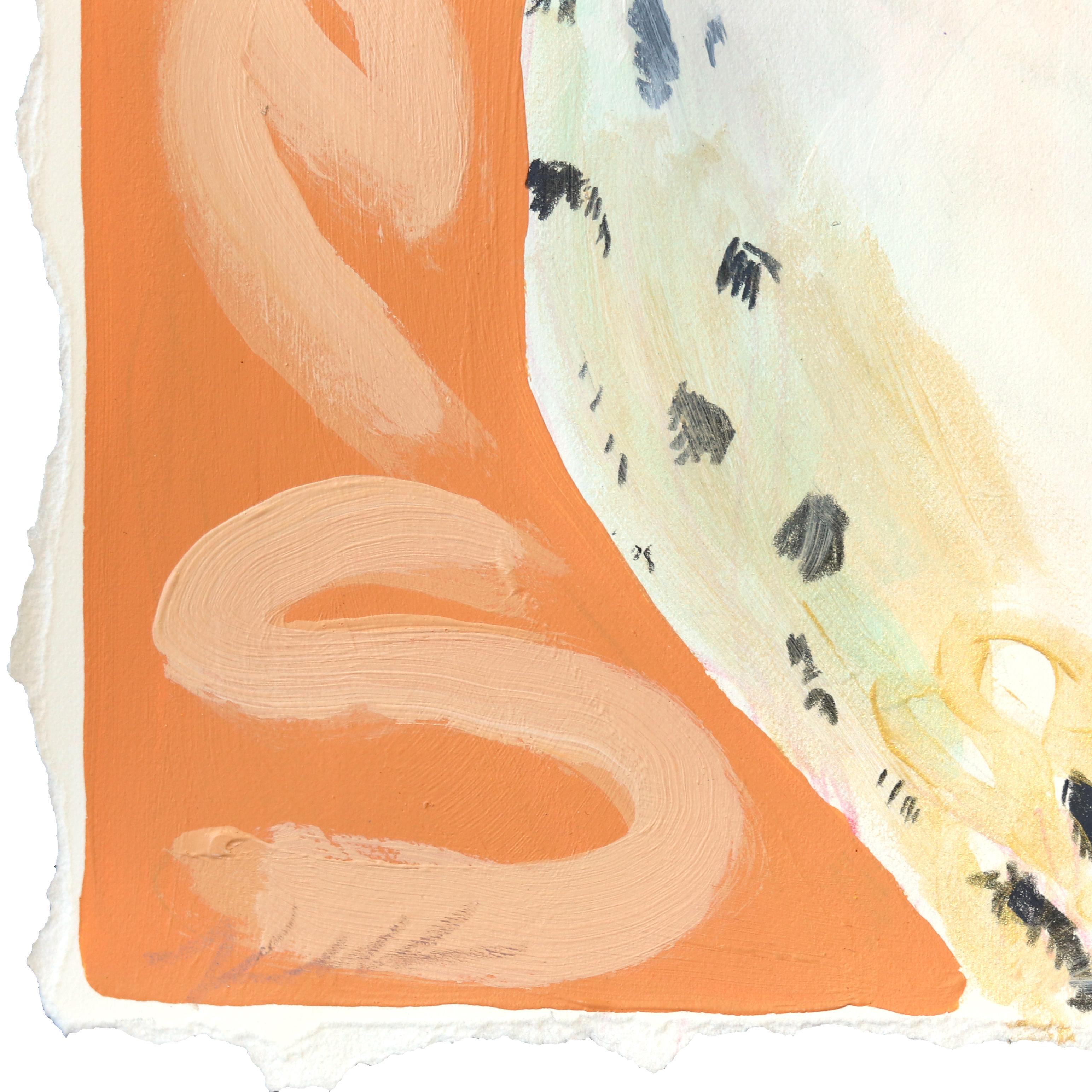 She Bites - Ritratto di ghepardo arancione dipinto su carta - Painting di Kellie Newsome