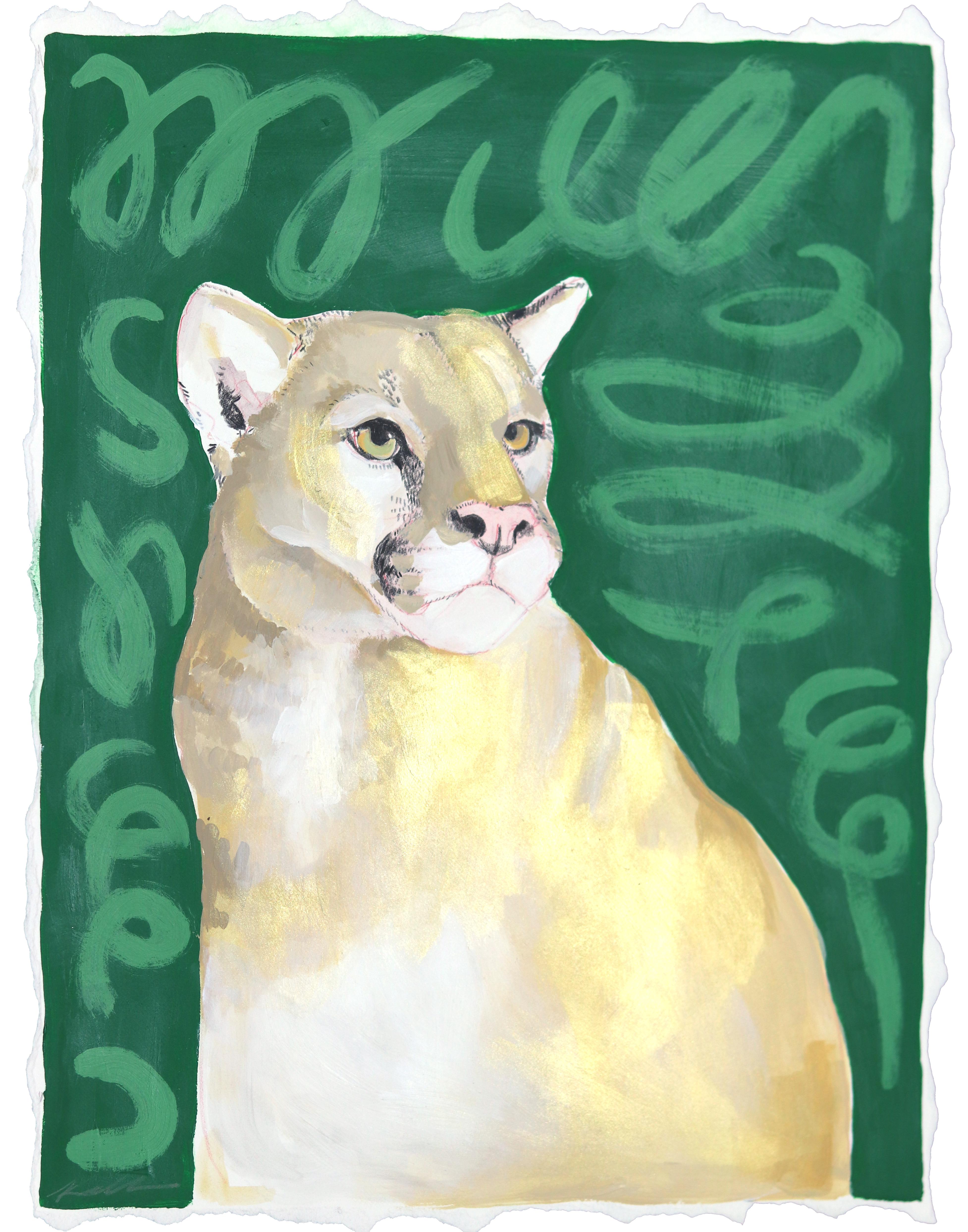 Elle ronronne - peinture sur papier d'un portrait de Greene & Greene