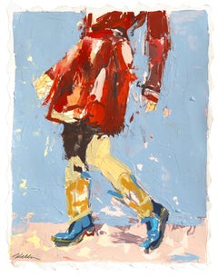 She Wears the Boots - Opera d'arte figurativa astratta originale ispirata alla moda