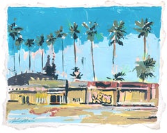 Silver Lake Shops - Original Abstrakt Los Angeles Landschaft Gemischte Medien Kunstwerk