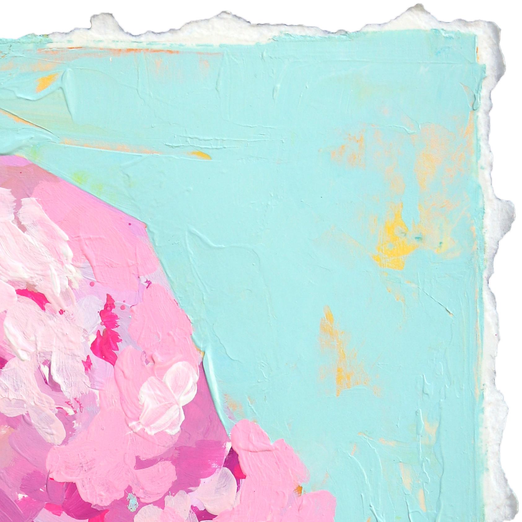 Single Scoop - Natura morta astratta di gelato azzurro e rosa su carta - Painting Contemporaneo di Kellie Newsome