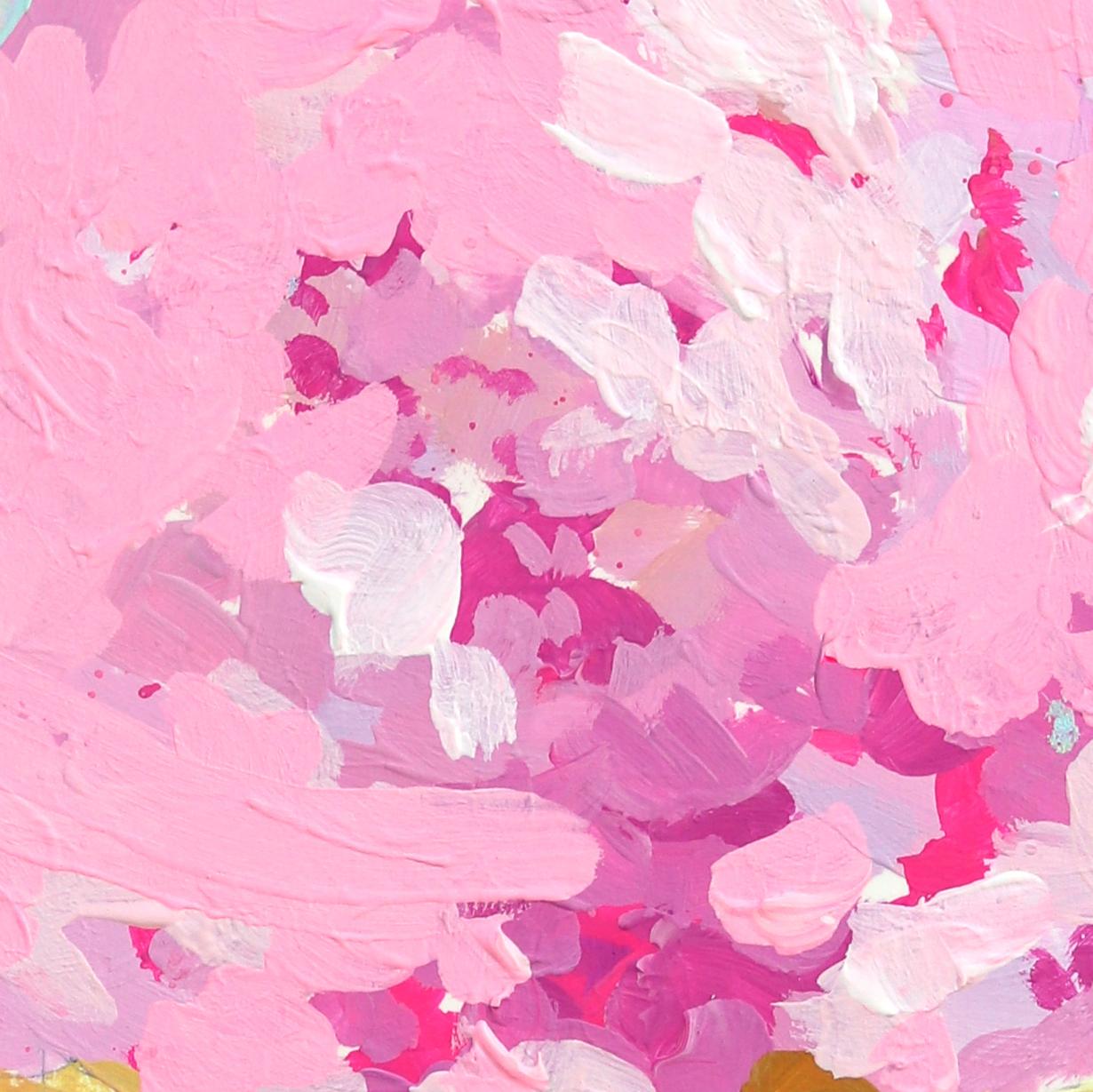 Single Scoop - Natura morta astratta di gelato azzurro e rosa su carta 1