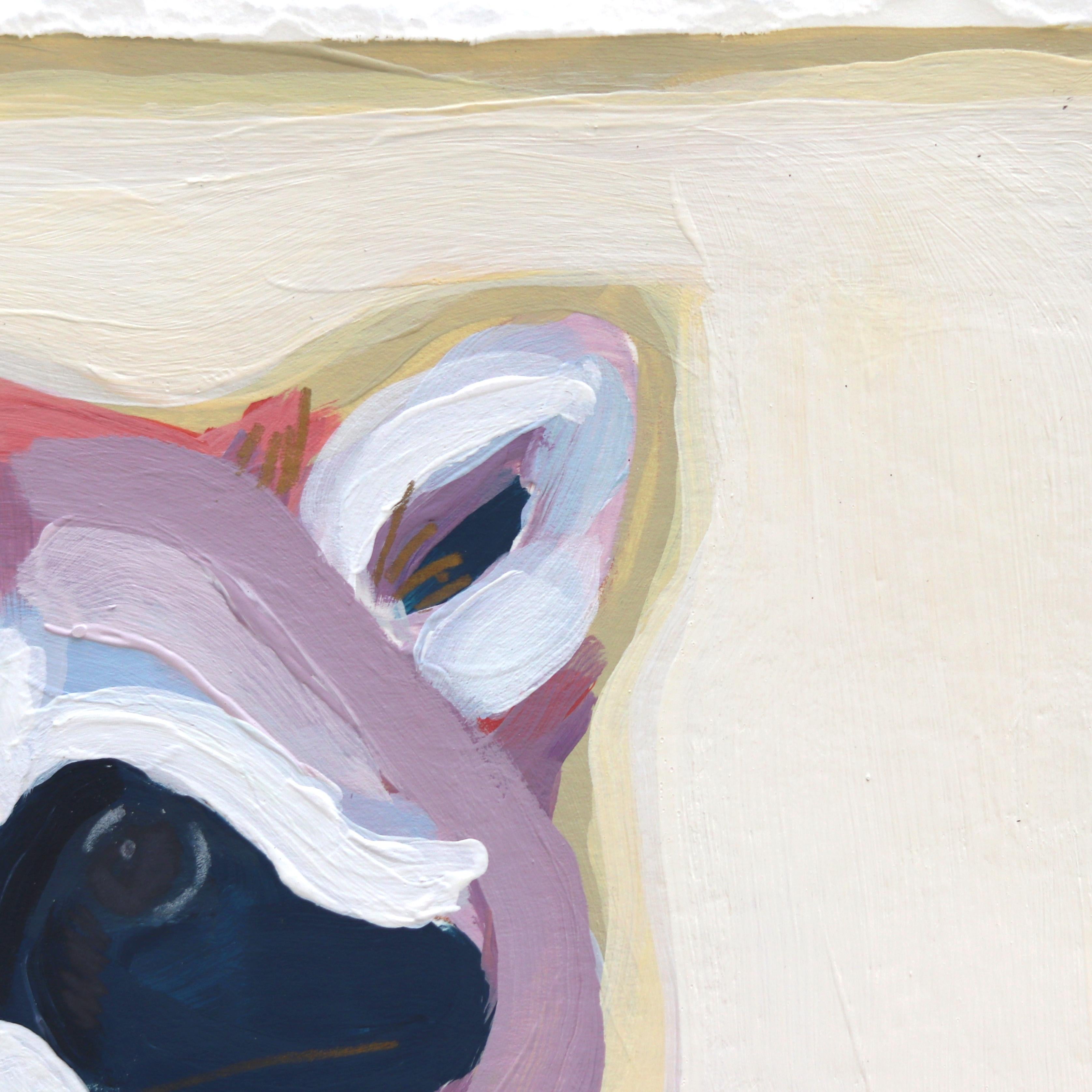 Panda Basura Sentado - Pintura Animal Abstracta sobre Papel - Painting Contemporáneo de Kellie Newsome