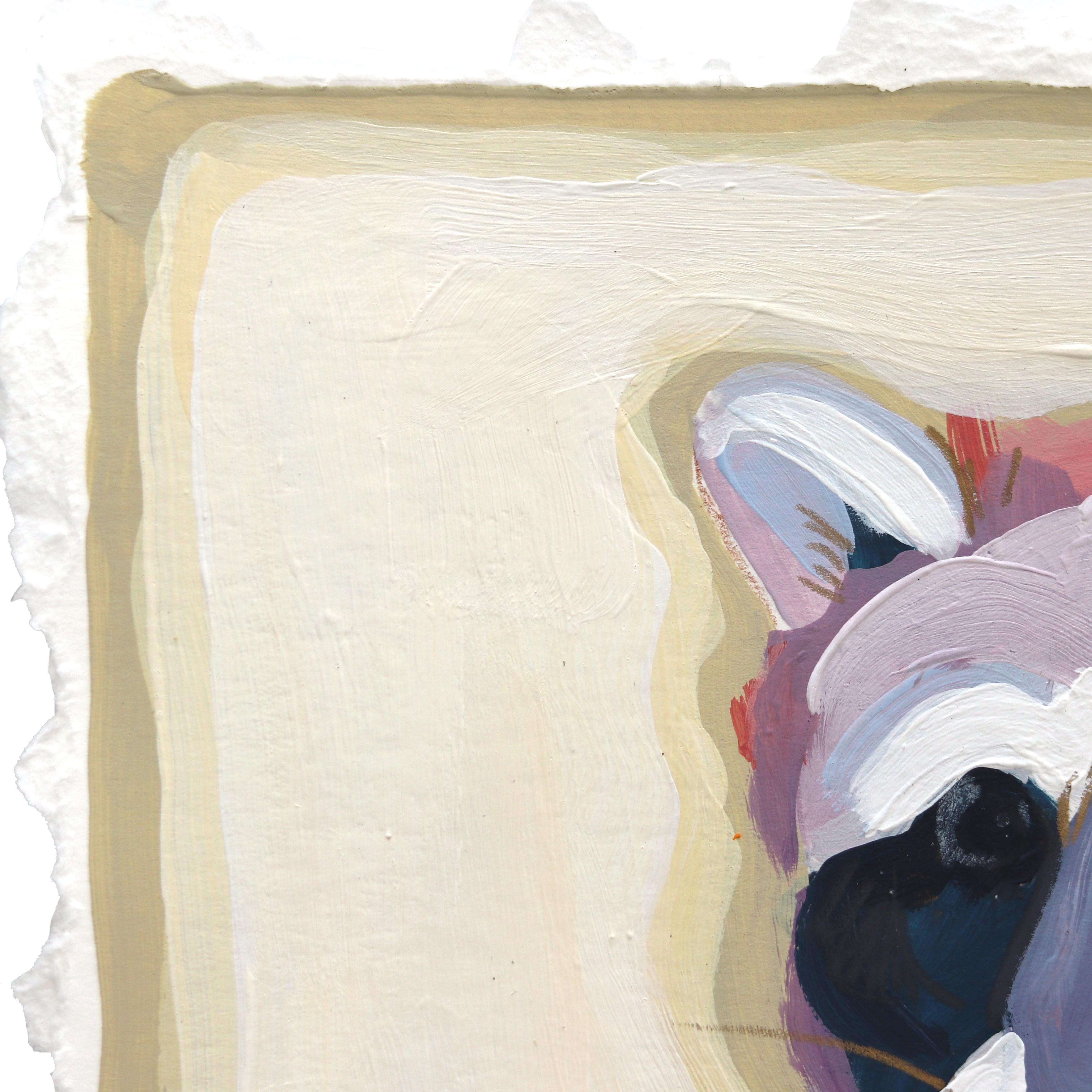 Panda Basura Sentado - Pintura Animal Abstracta sobre Papel - Animal Painting Gris de Kellie Newsome