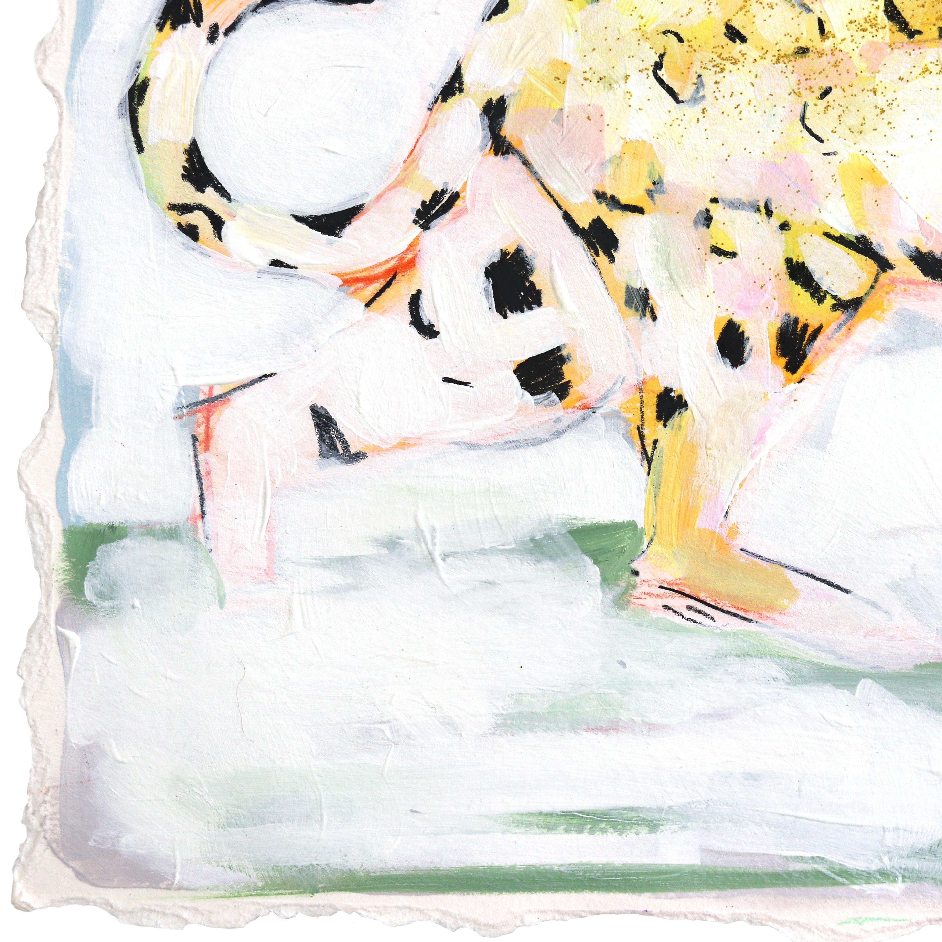 Lento y encantador - Paleta suave Tigre Pintura sobre papel en venta 1