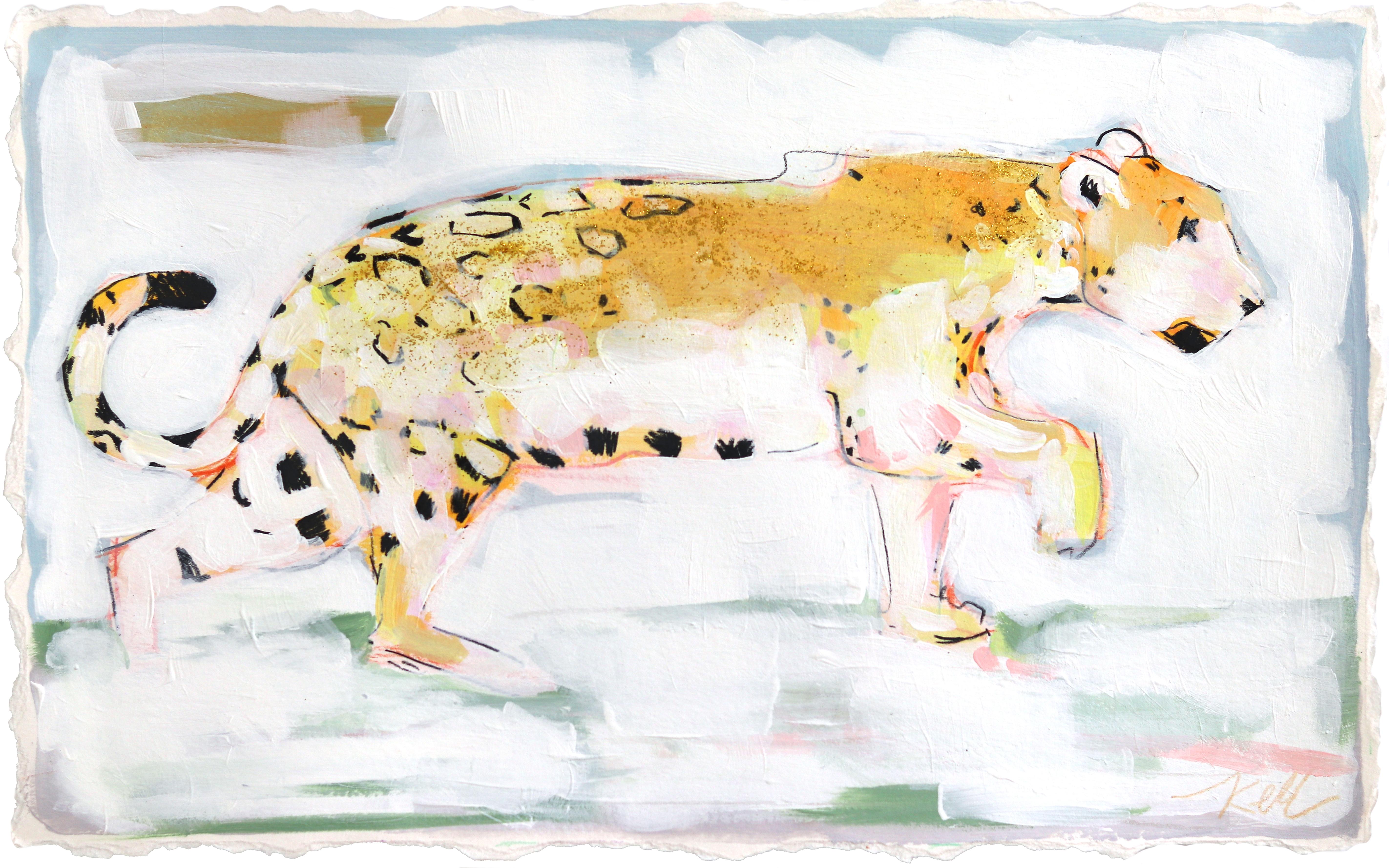 Lento y encantador - Paleta suave Tigre Pintura sobre papel - Mixed Media Art de Kellie Newsome