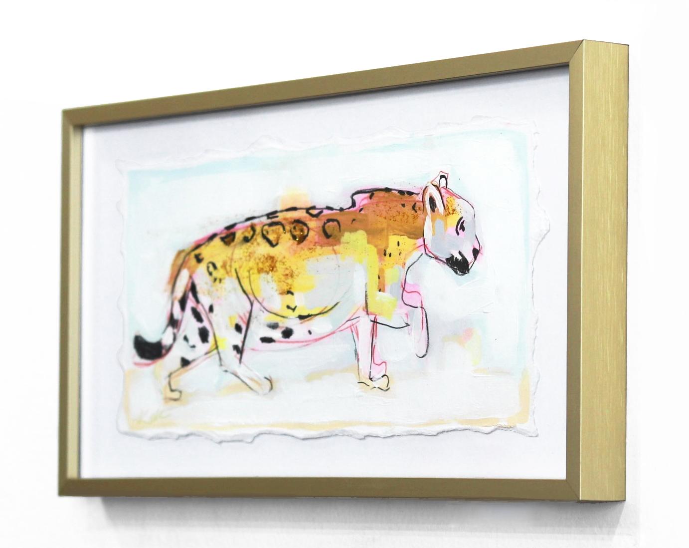 Spots of Many  - Original Framed Wild Animal Painting on Paper For Sale 3