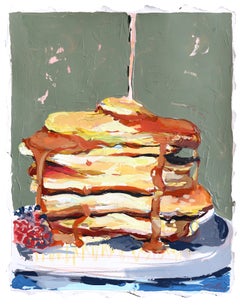 Stacks - Original Abstract Breakfast Food Pancakes Still Life Artwork on Paper