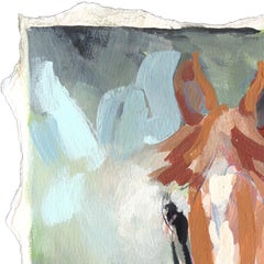 Hengst - Abstrakte Cool Tone Pferd Porträt Mixed Media Malerei auf Papier