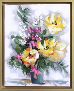 Summer Splash - Original Framed Floral Still Life Painting on Canvas